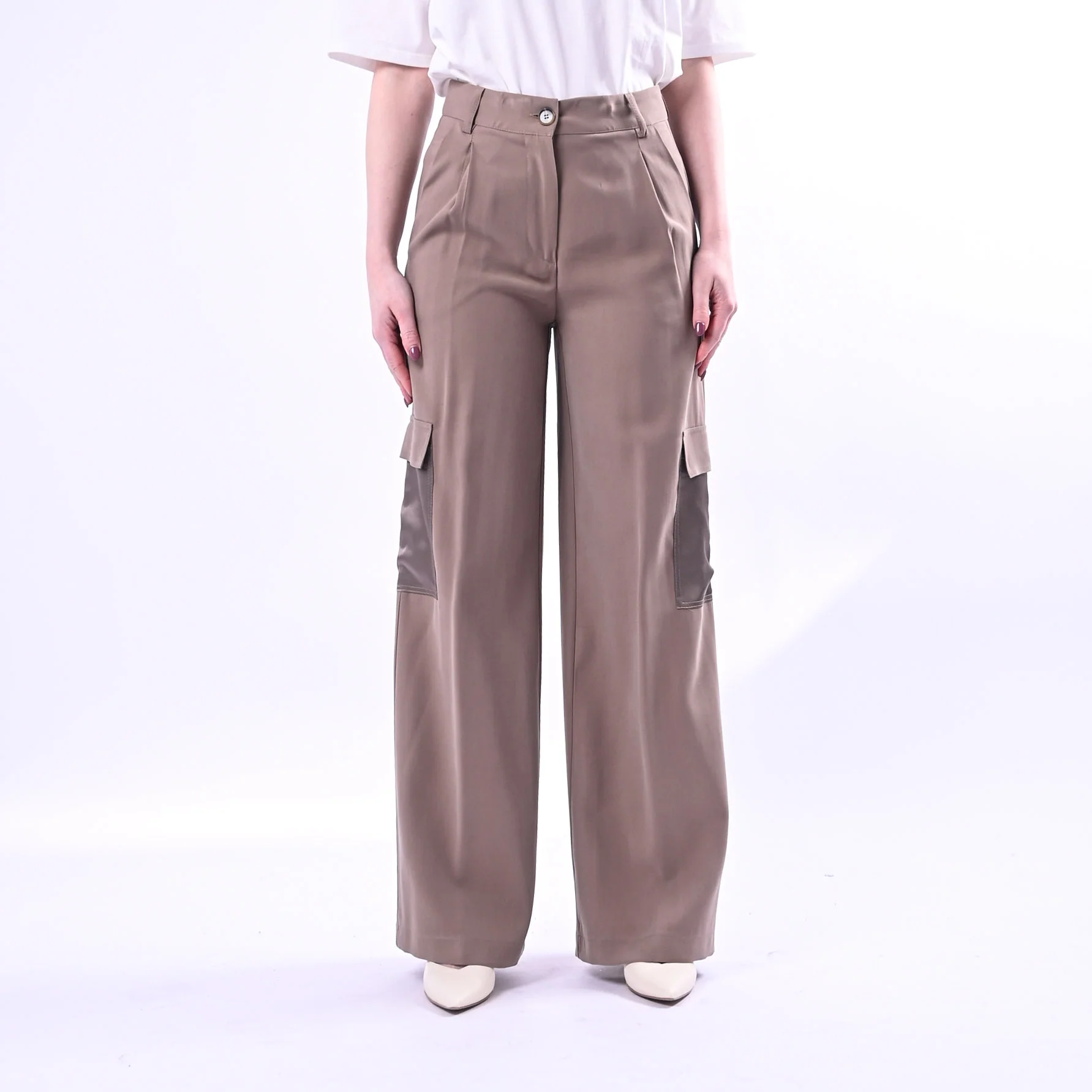 SPENCER - PANTALONE CARGO PALAZZO IN VISCOSA ART.JEEP-TWILL/F - FANGO - Image 2