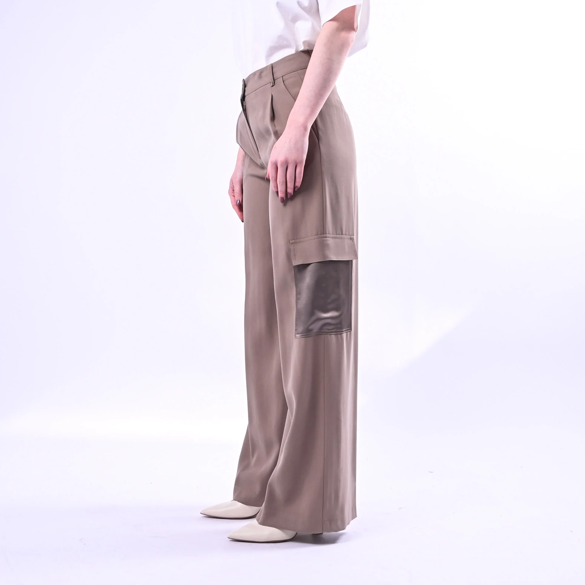 SPENCER - PANTALONE CARGO PALAZZO IN VISCOSA ART.JEEP-TWILL/F - FANGO - Image 3