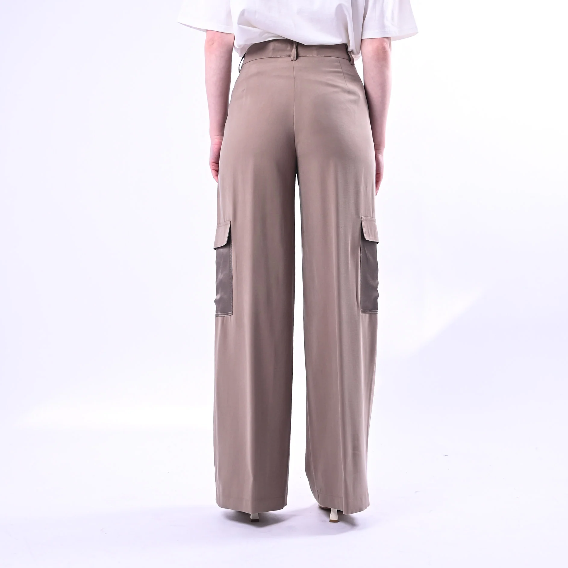 SPENCER - PANTALONE CARGO PALAZZO IN VISCOSA ART.JEEP-TWILL/F - FANGO - Image 4