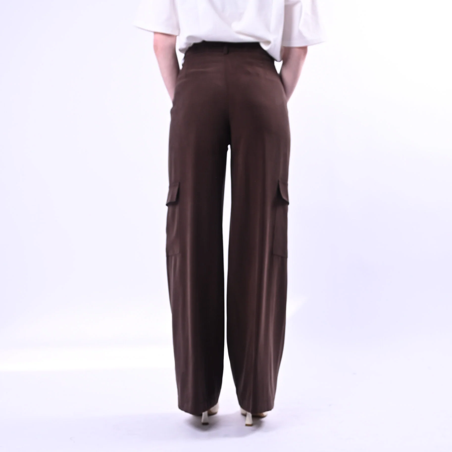 SPENCER - PANTALONE CARGO PALAZZO IN VISCOSA ART.JEEP-TWILL/MO - MORO - Image 4