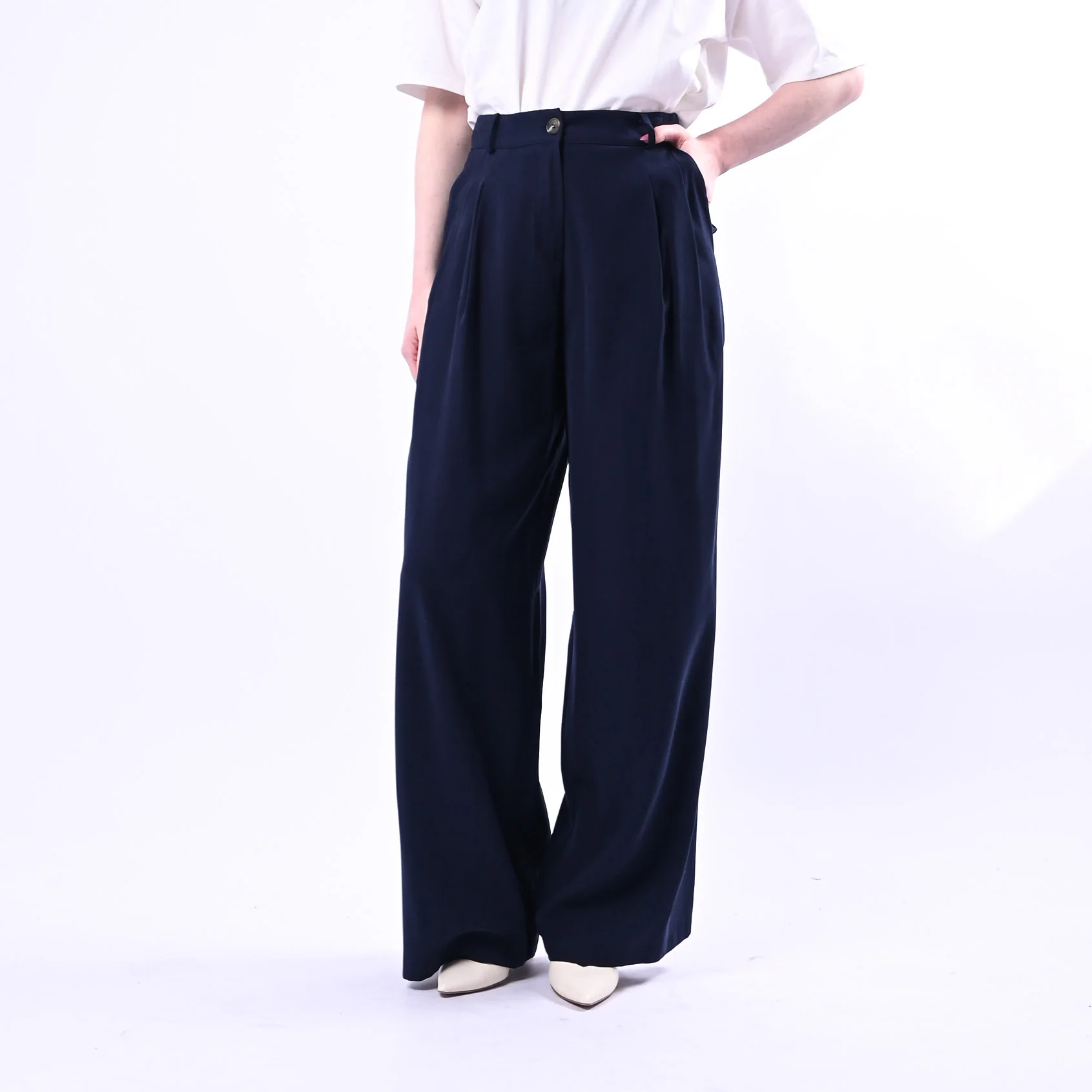 SPENCER - PANTALONE PALAZZO IN VISCOSA ART.GRISU'-TWILL/BL - BLU