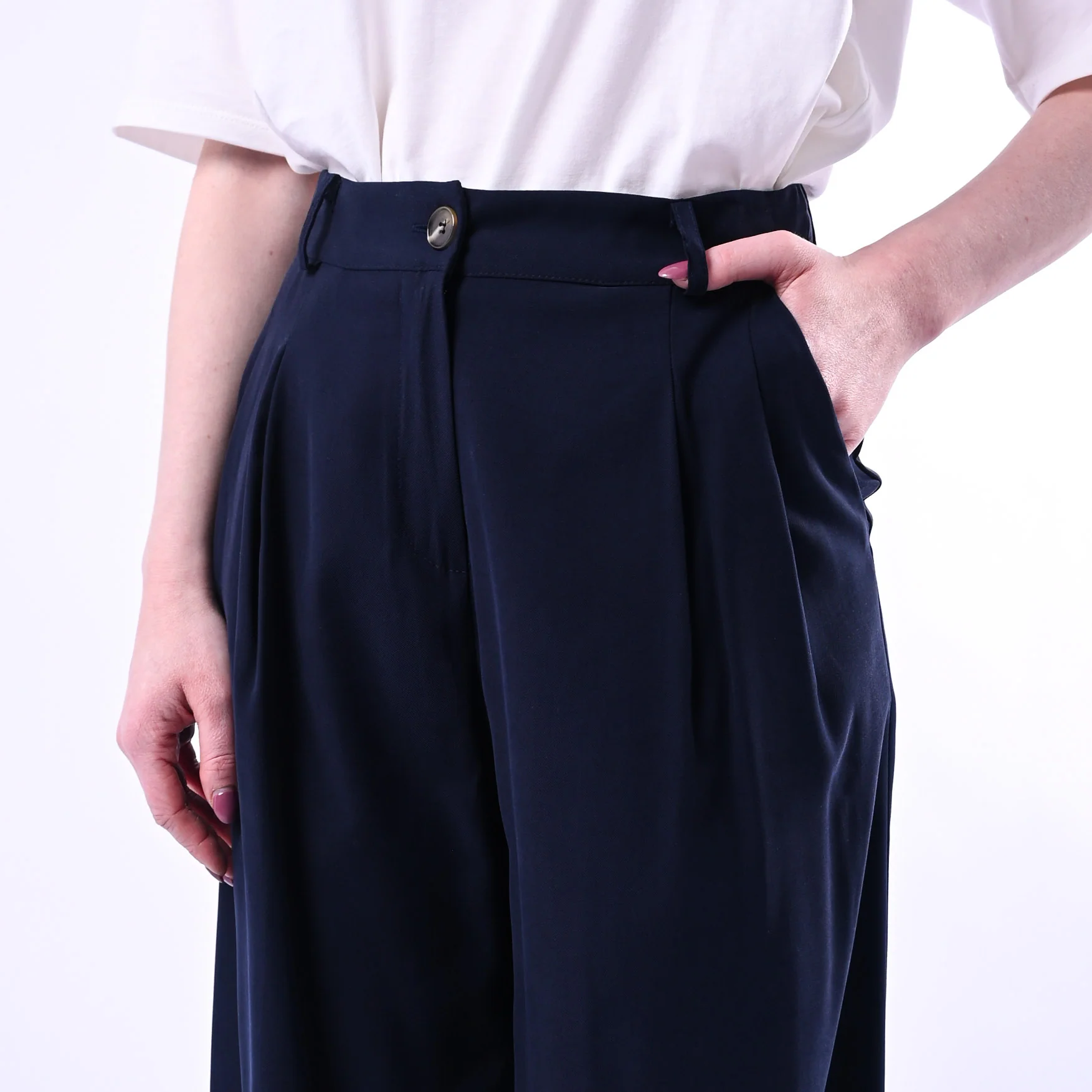 SPENCER - PANTALONE PALAZZO IN VISCOSA ART.GRISU'-TWILL/BL - BLU - Image 5