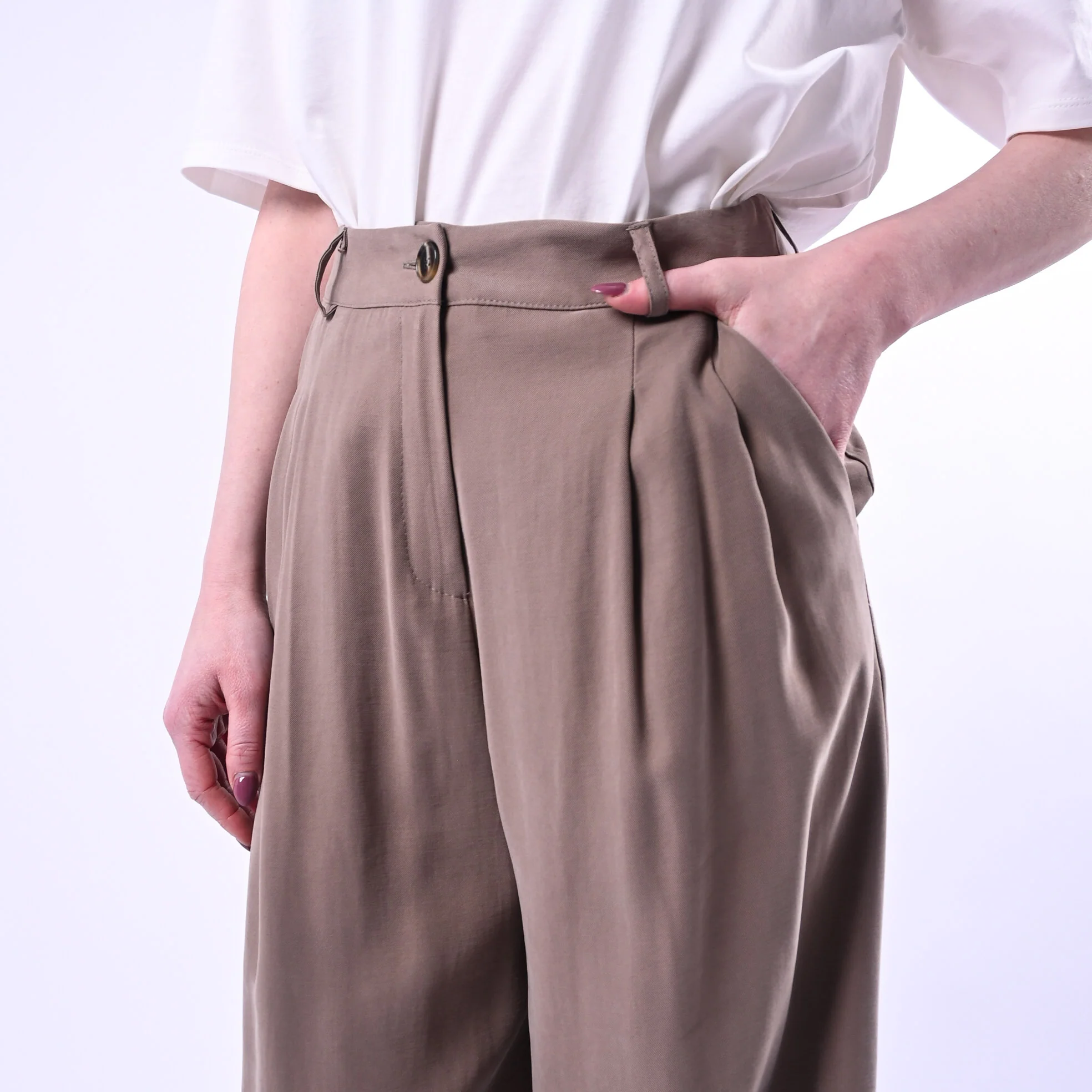 SPENCER - PANTALONE PALAZZO IN VISCOSA ART.GRISU'-TWILL/F - FANGO - Image 5