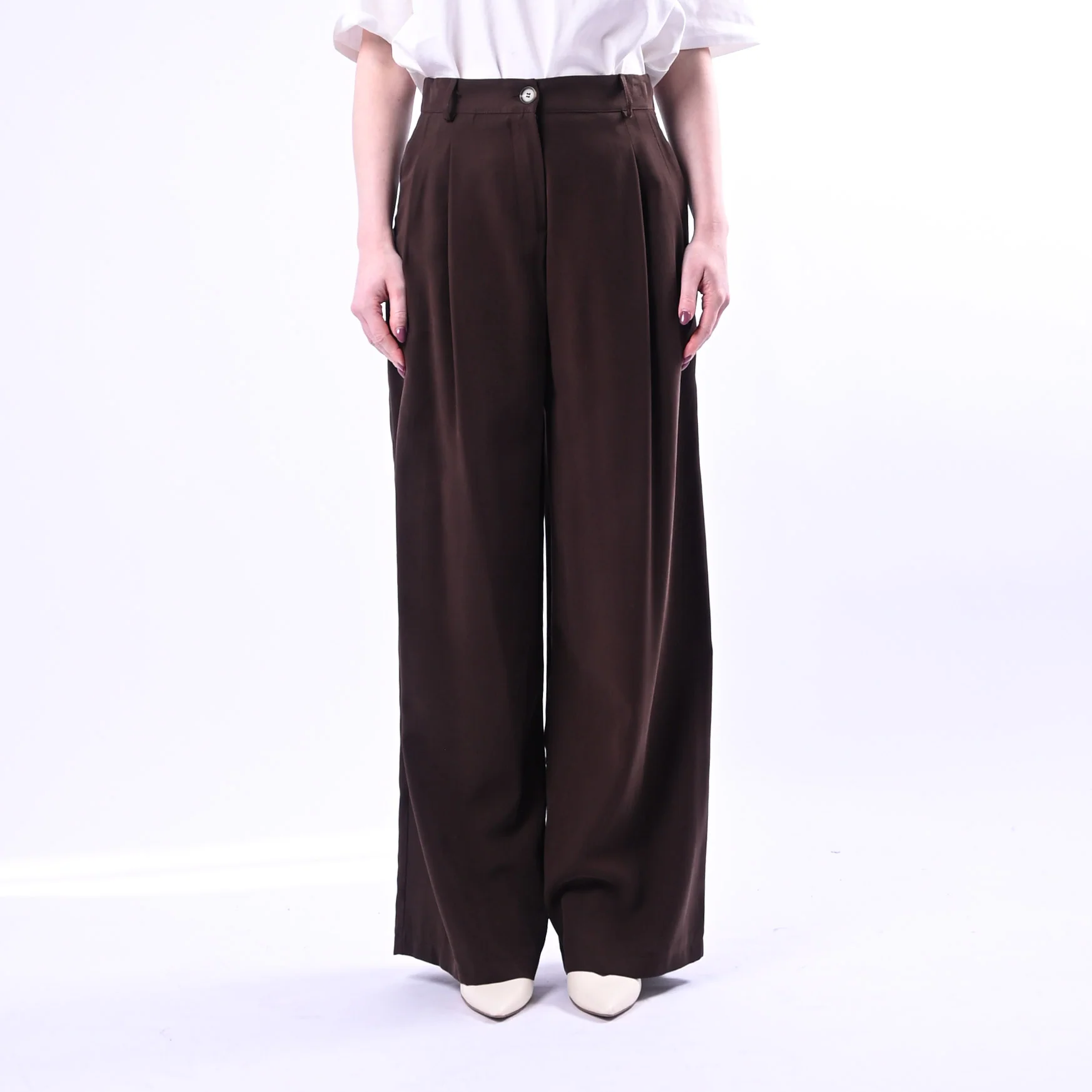 SPENCER - PANTALONE PALAZZO IN VISCOSA ART.GRISU'-TWILL/MO - MORO - Image 2