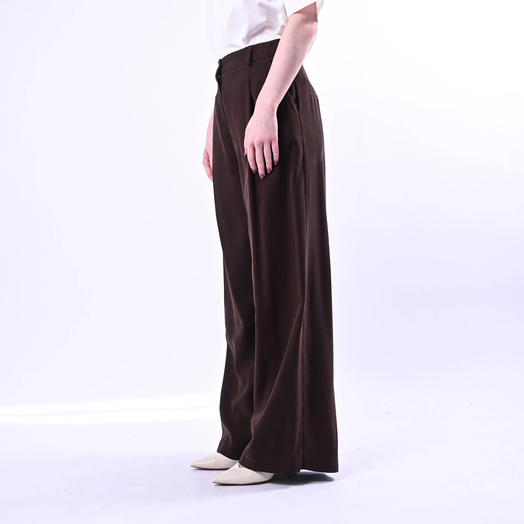 SPENCER - PANTALONE PALAZZO IN VISCOSA ART.GRISU'-TWILL/MO - MORO - Image 3