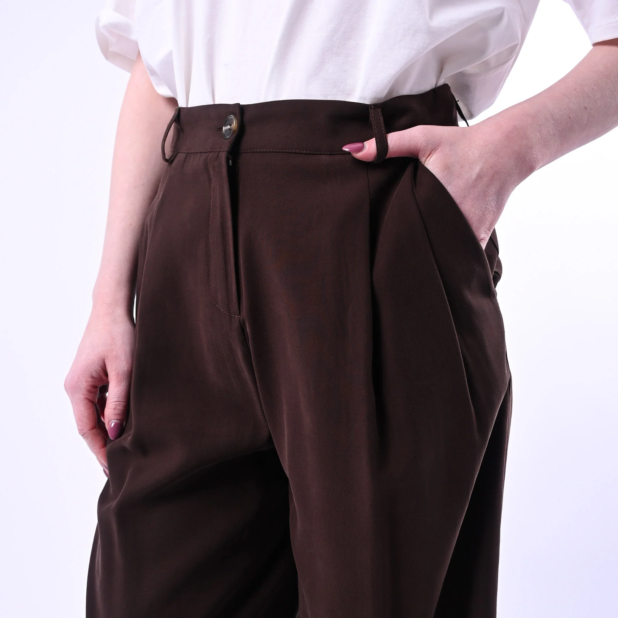 SPENCER - PANTALONE PALAZZO IN VISCOSA ART.GRISU'-TWILL/MO - MORO - Image 5