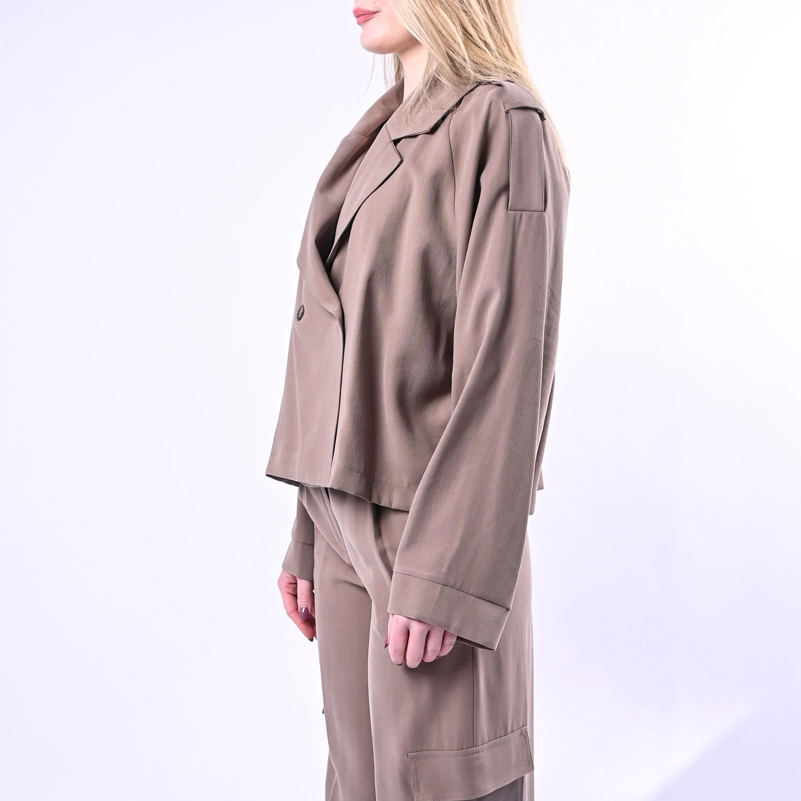 SPENCER - TRENCH CORTO IN VISCOSA ART.VANDA-TWILL/F - FANGO - Image 3
