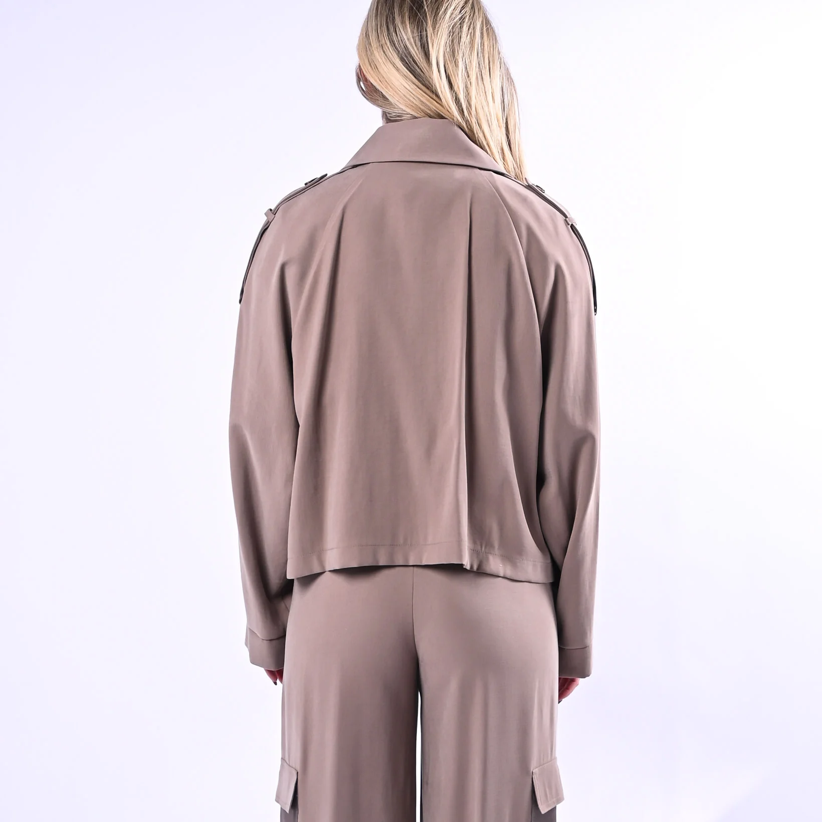 SPENCER - TRENCH CORTO IN VISCOSA ART.VANDA-TWILL/F - FANGO - Image 4