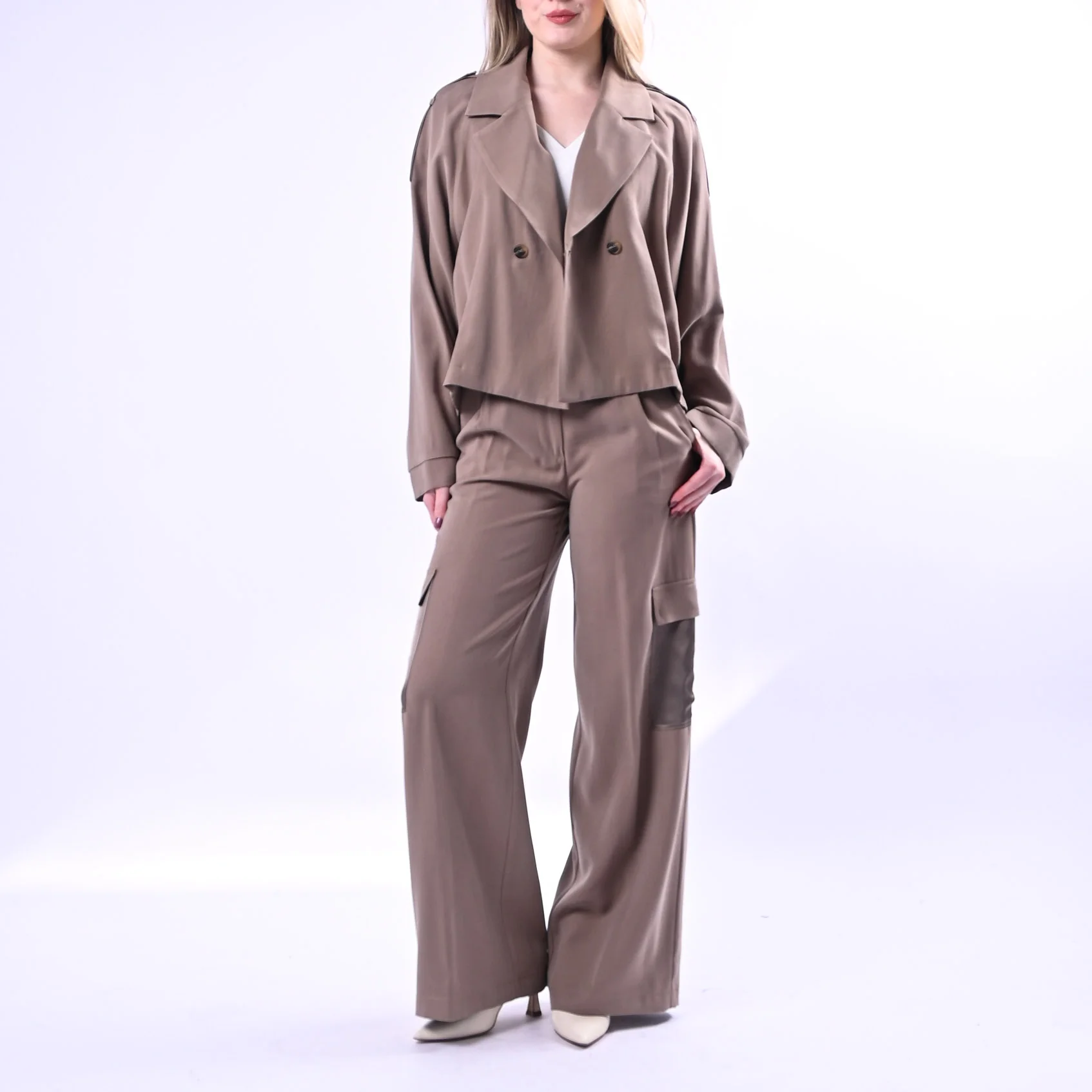 SPENCER - TRENCH CORTO IN VISCOSA ART.VANDA-TWILL/F - FANGO - Image 6