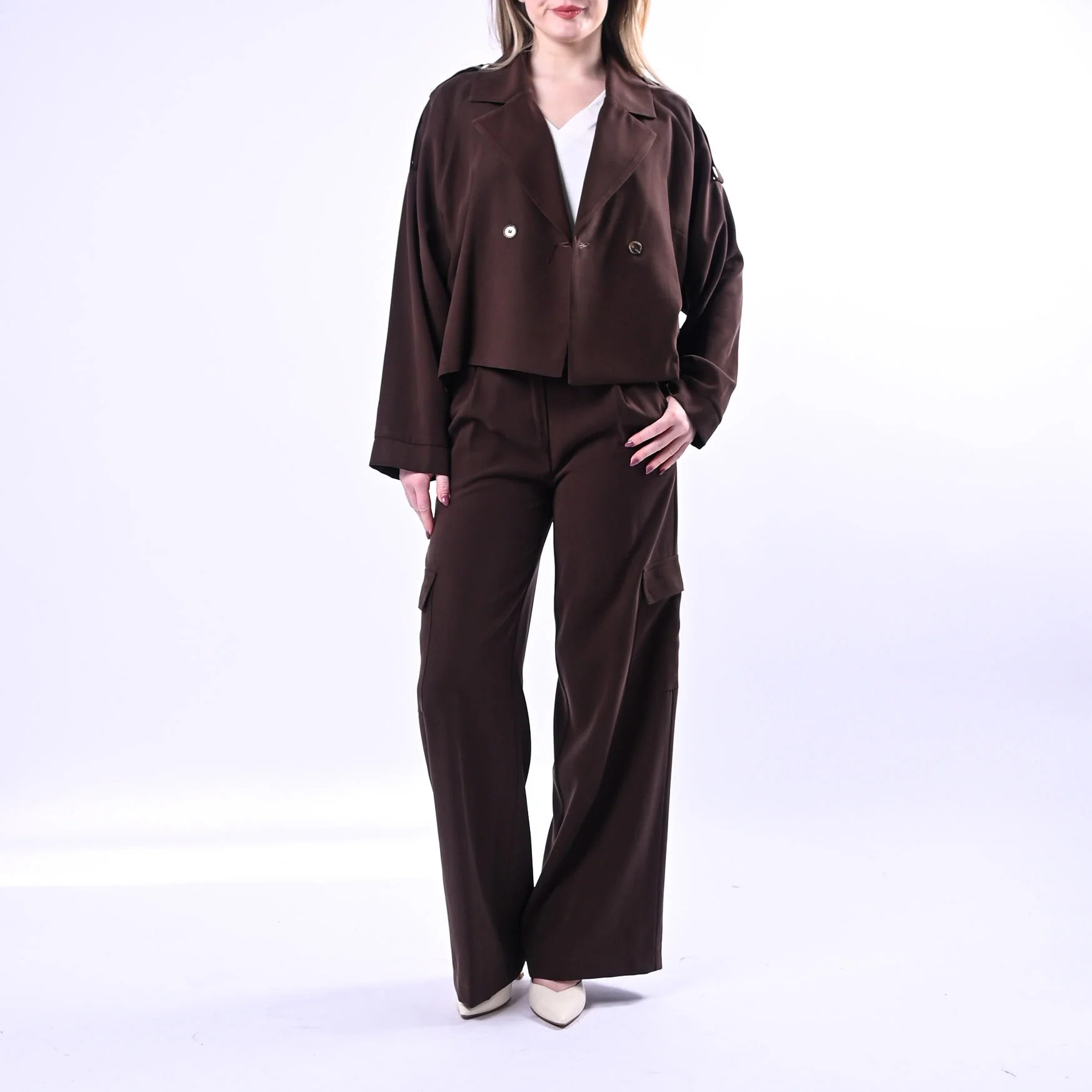 SPENCER - TRENCH CORTO IN VISCOSA ART.VANDA-TWILL/M - MORO