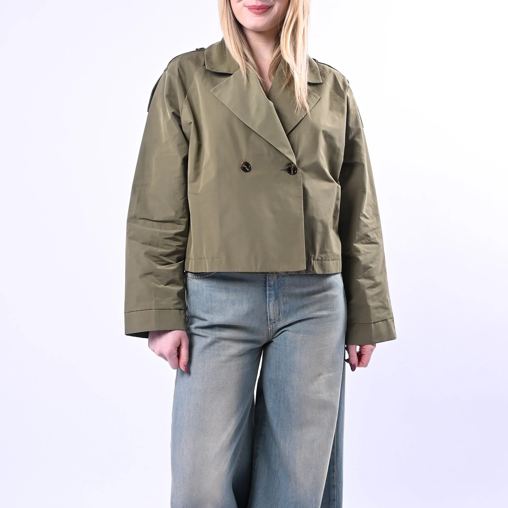 SPENCER - TRENCH CORTO TESSUTO TECNICO ART.VANDA-RMC/V - VERDE MILITARE - Image 2