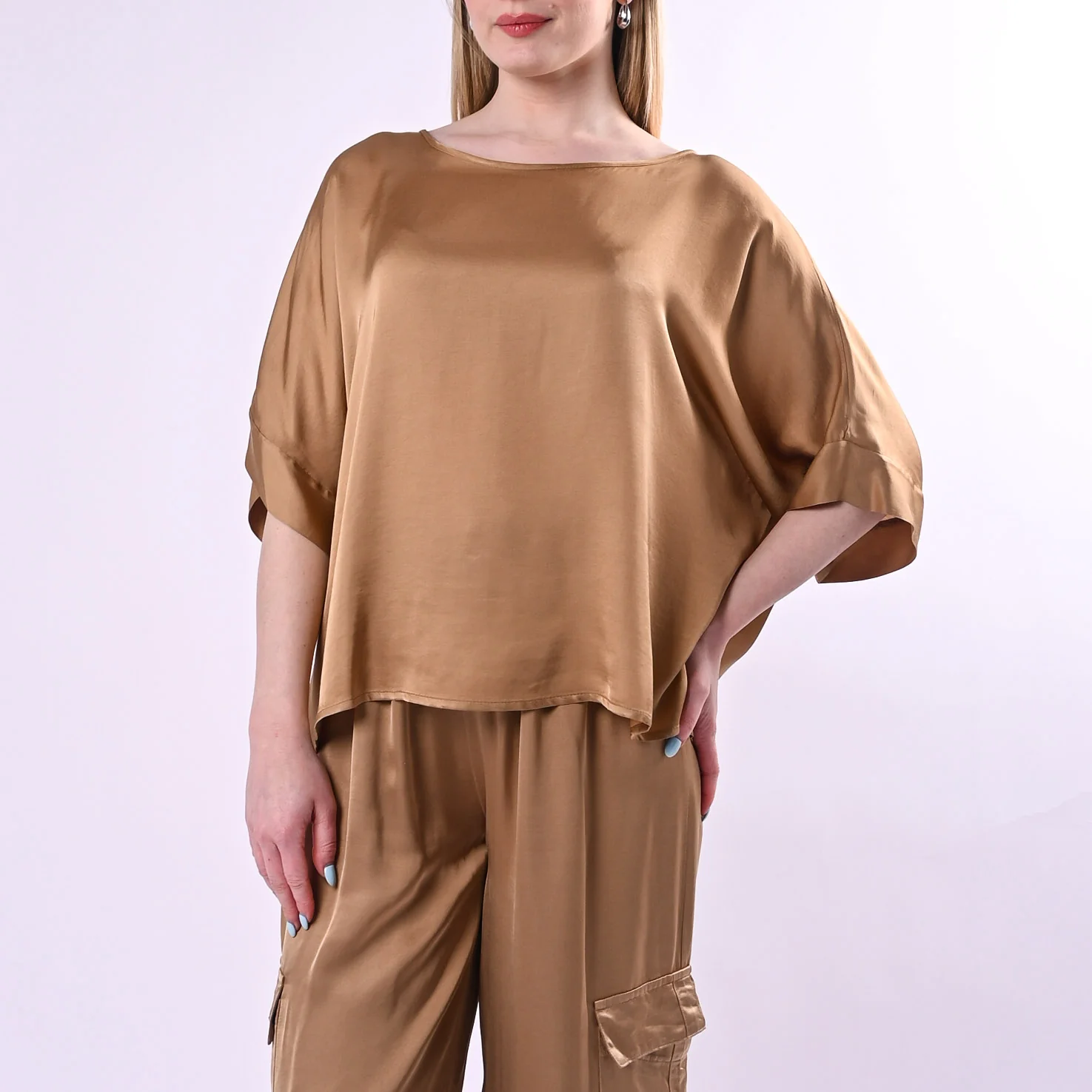 TENSIONE IN - BLUSA OVER RETRO ABBOTTONATO ART. G434B05Q/D - DESERTO