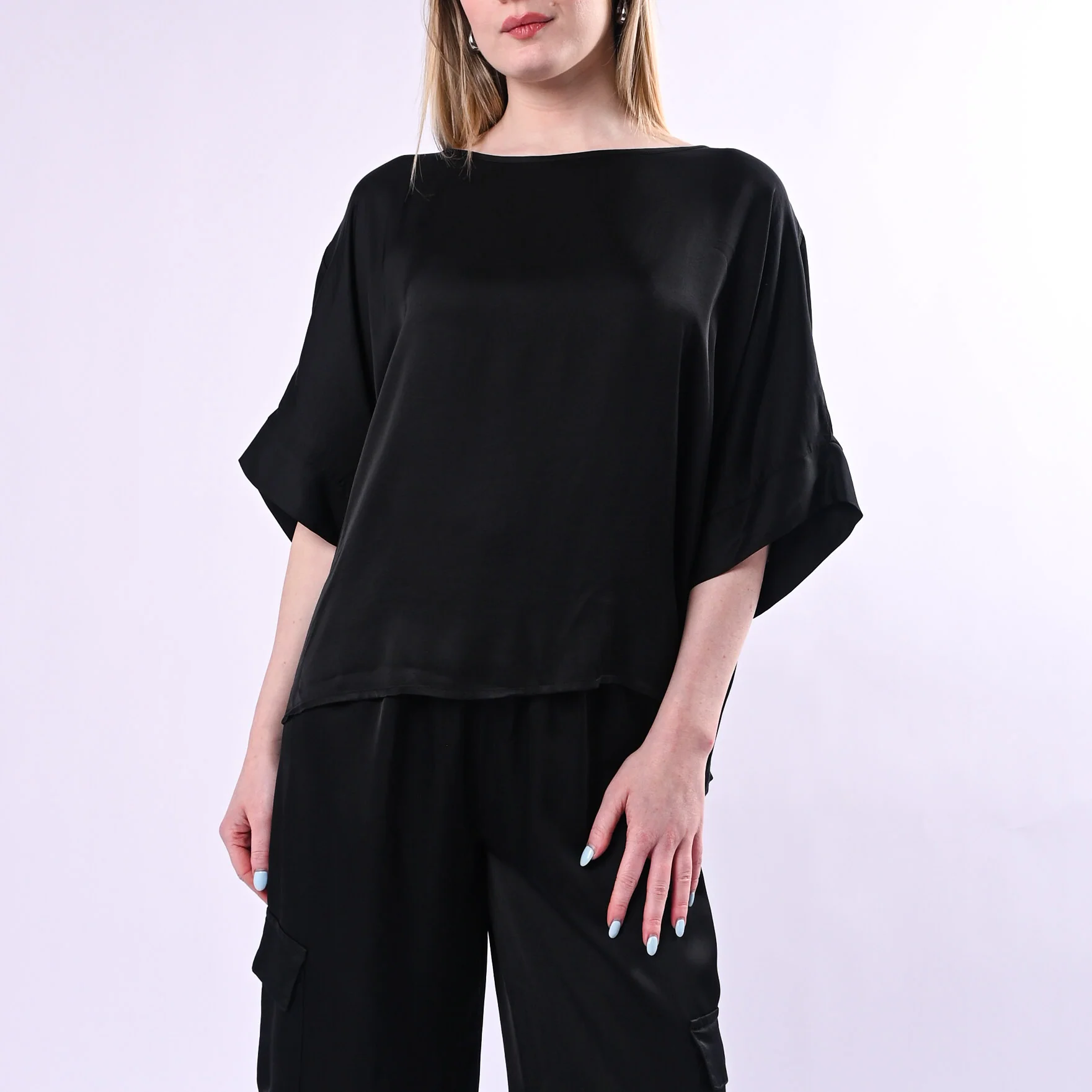 TENSIONE IN - BLUSA OVER RETRO ABBOTTONATO ART. G434B05Q/N - NERO