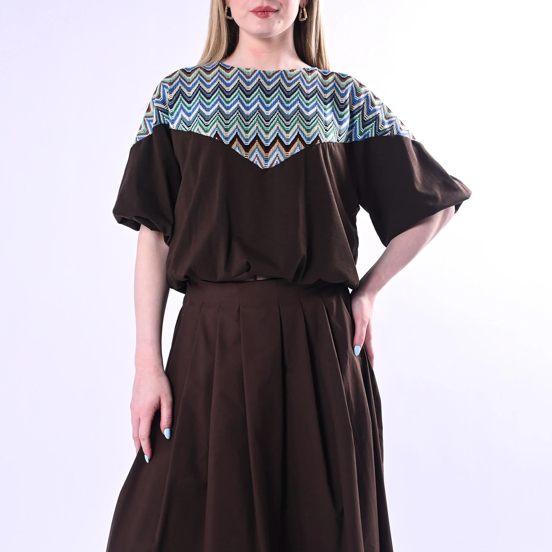TENSIONE IN - BLUSA PALLONC CON ISERTO MISSONI ART.39197/F - FANTASIA