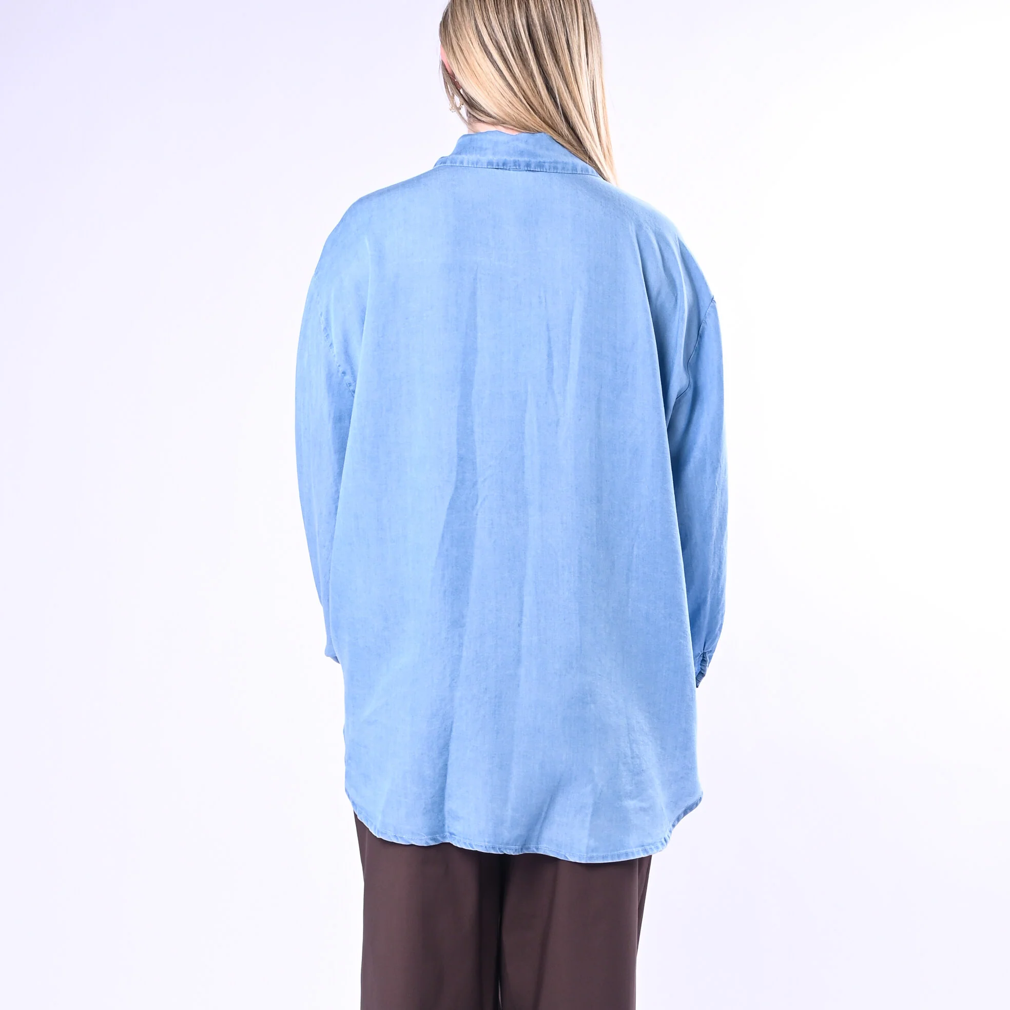 TENSIONE IN - CAMICIA CHAMBRAY OVER TASCA PAILLETTES ART. PE260153/D - DENIM - Image 4