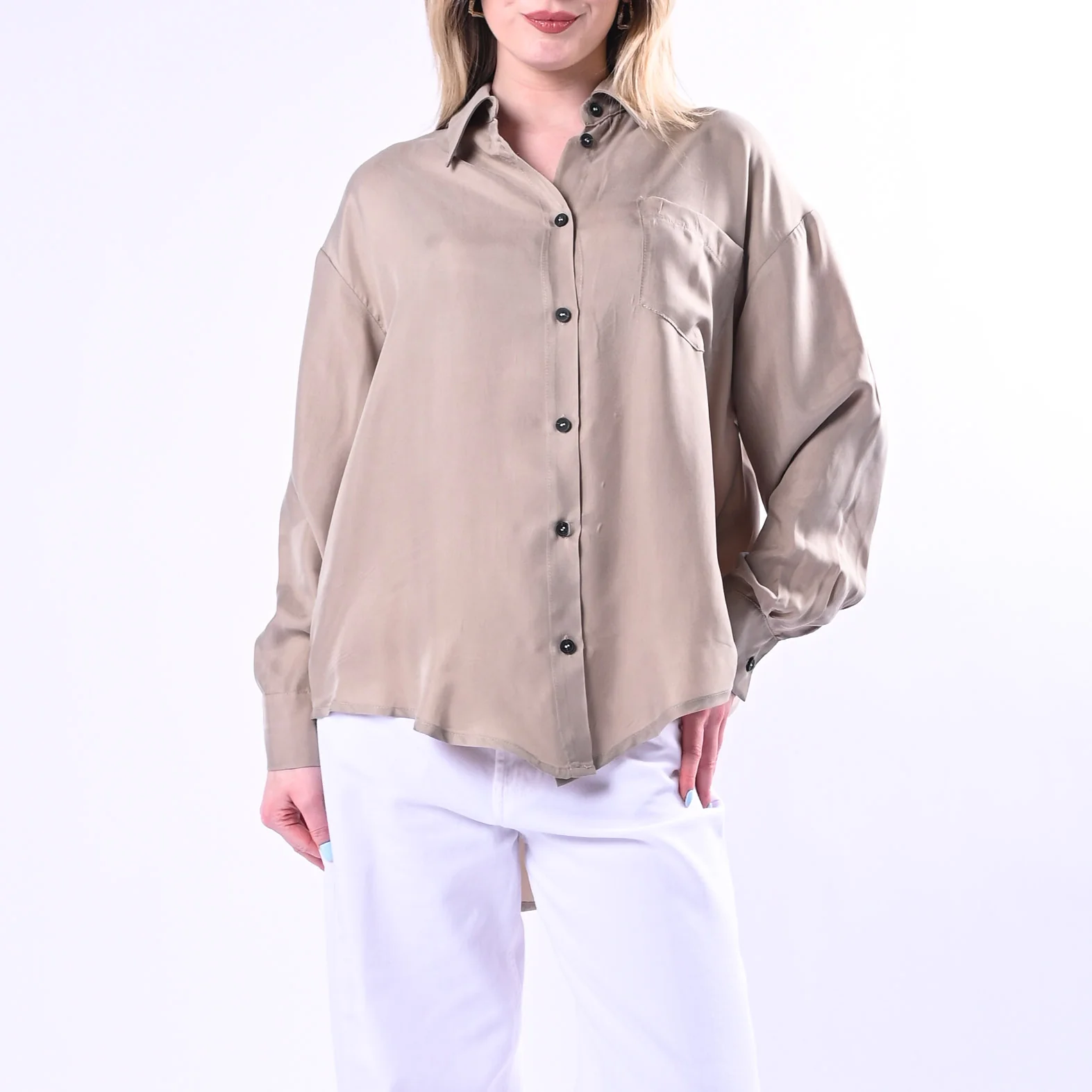 TENSIONE IN - CAMICIA FLUIDA IN CUPRO ART.26C4727/B - BEIGE