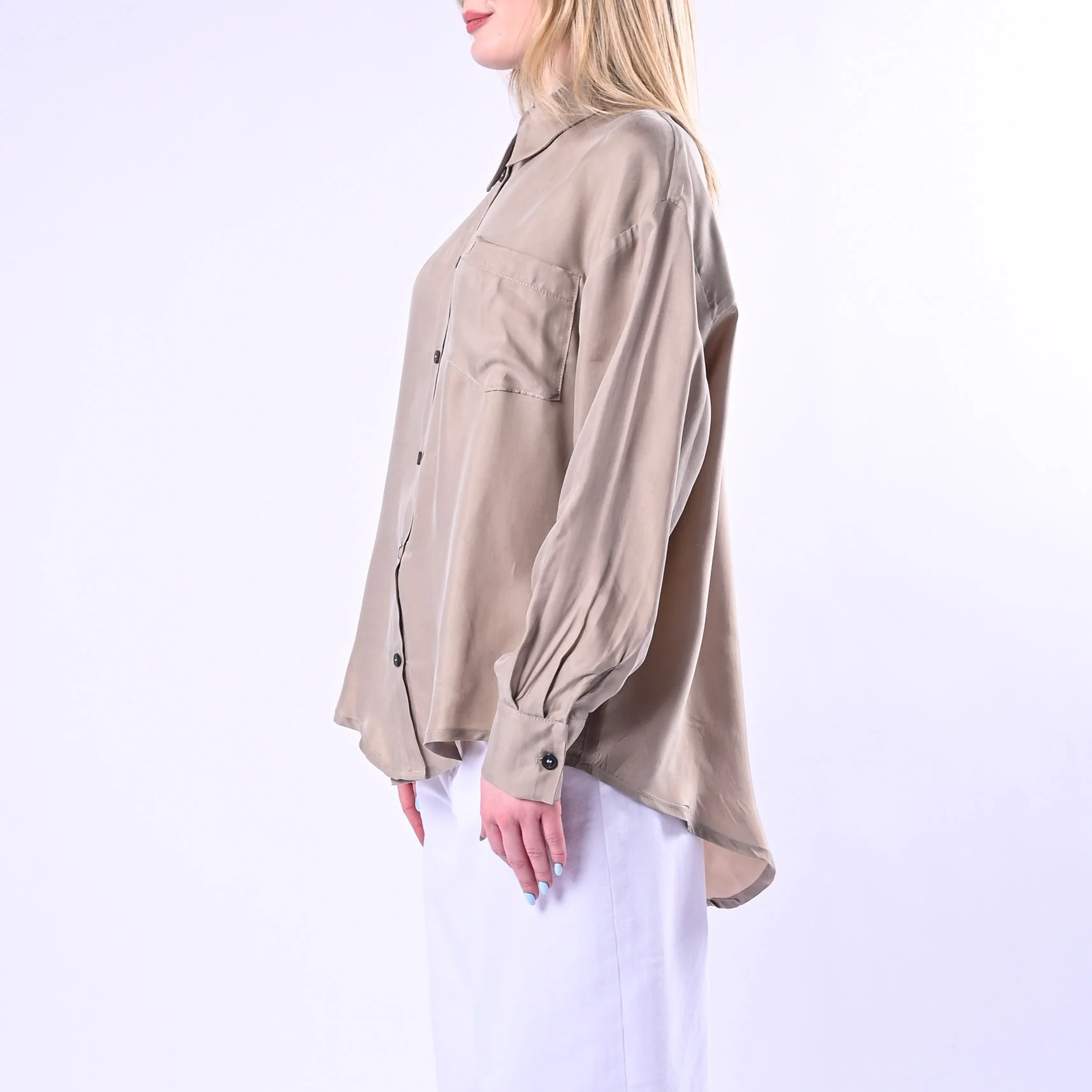TENSIONE IN - CAMICIA FLUIDA IN CUPRO ART.26C4727/B - BEIGE - Image 3