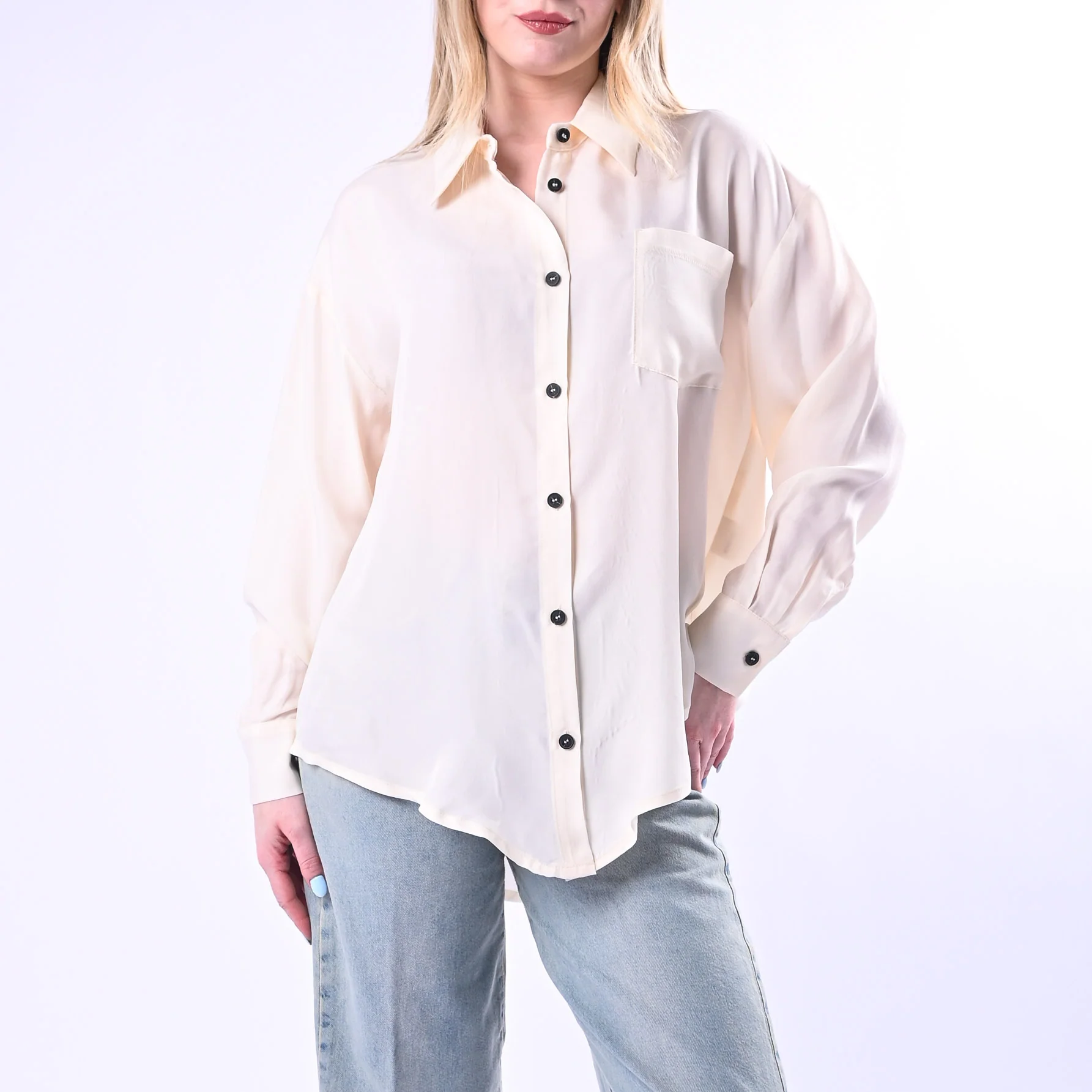 TENSIONE IN - CAMICIA FLUIDA IN CUPRO ART.26C4727/BU - BURRO