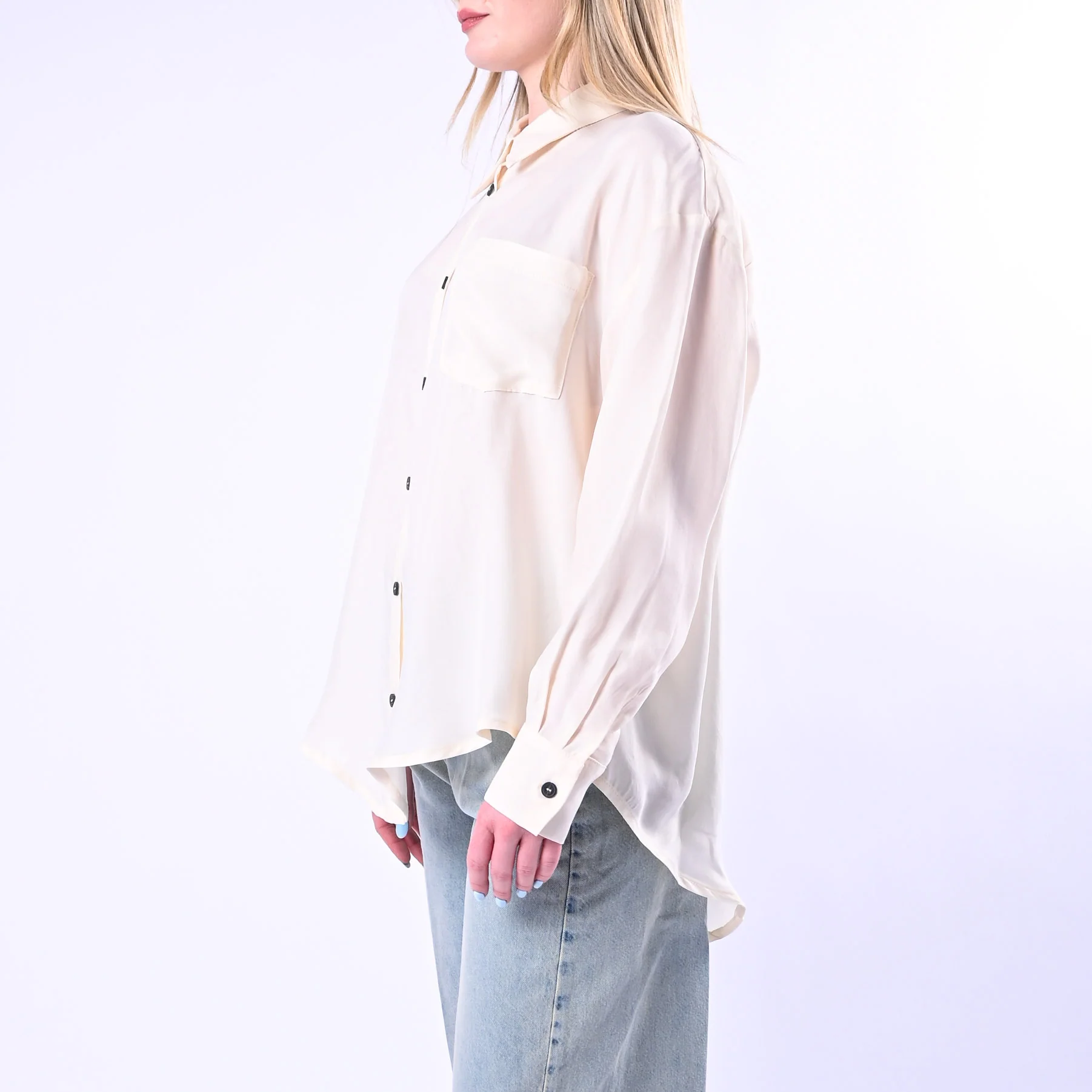 TENSIONE IN - CAMICIA FLUIDA IN CUPRO ART.26C4727/BU - BURRO - Image 3