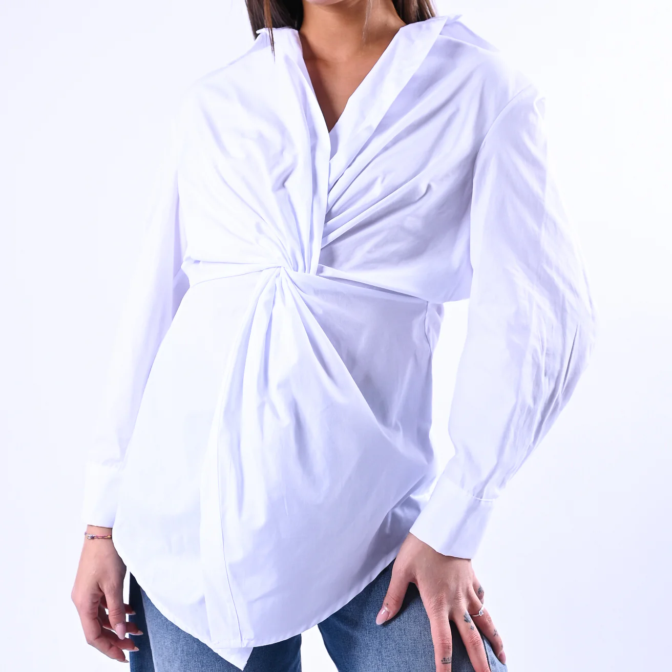TENSIONE IN - CAMICIA INCROCIATA CON NODO ART.260046 - BIANCO - Image 5