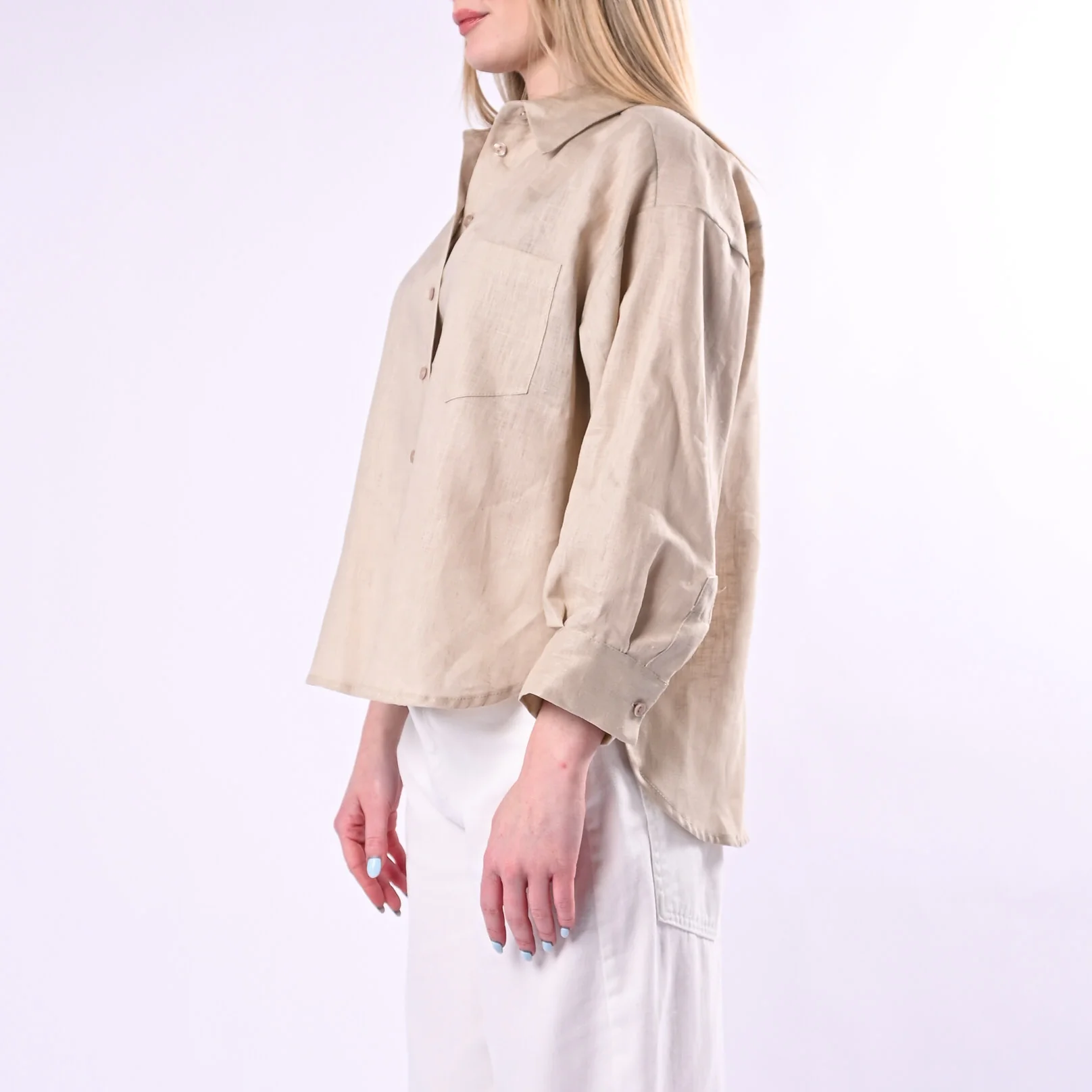 TENSIONE IN - CAMICIA OVER IN LINO ART. S26CE16/S - SABBIA - Image 3