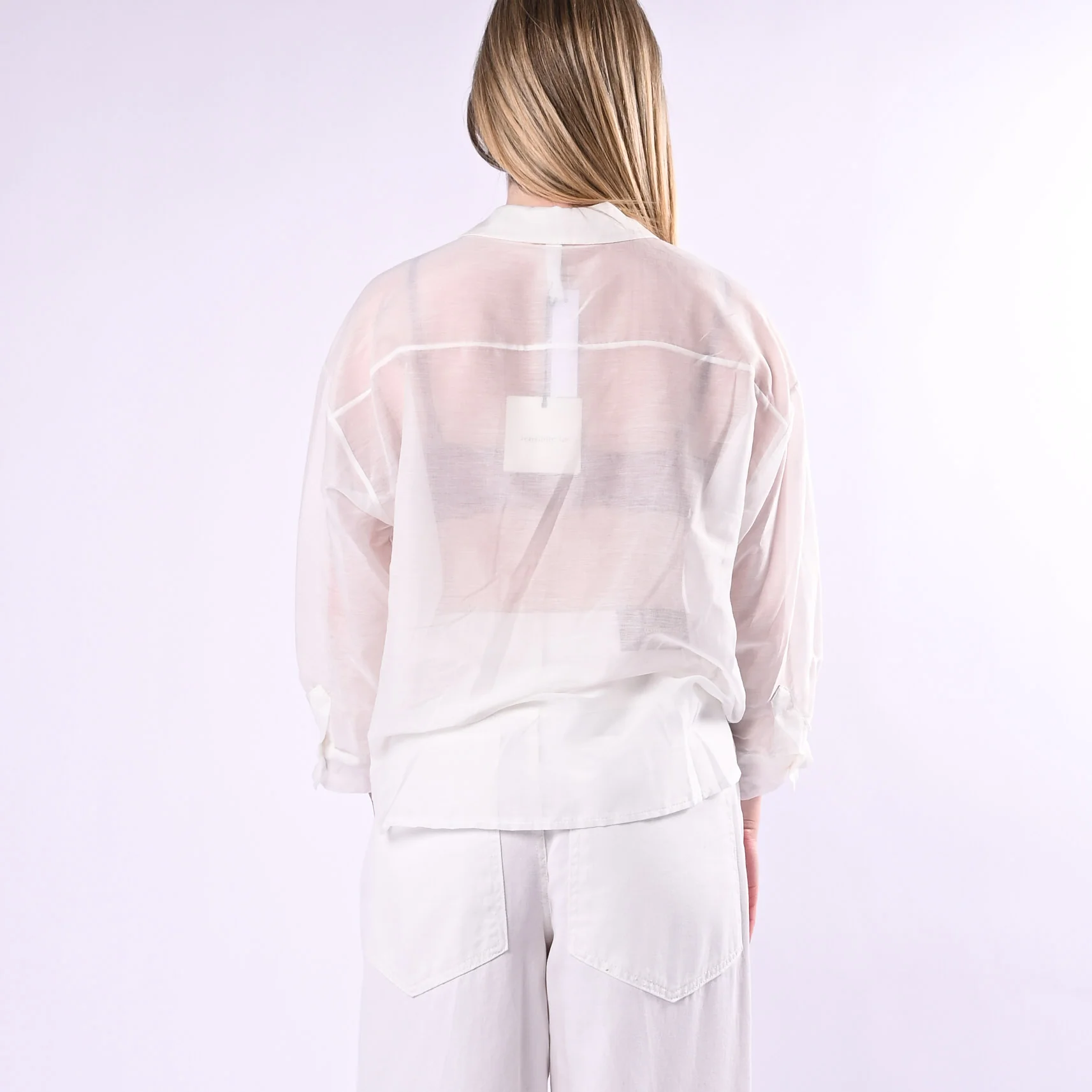 TENSIONE IN - CAMICIA OVER MISTO SETA CON TASCA PAILLETTES ART. S26CG25/P - PANNA - Image 4