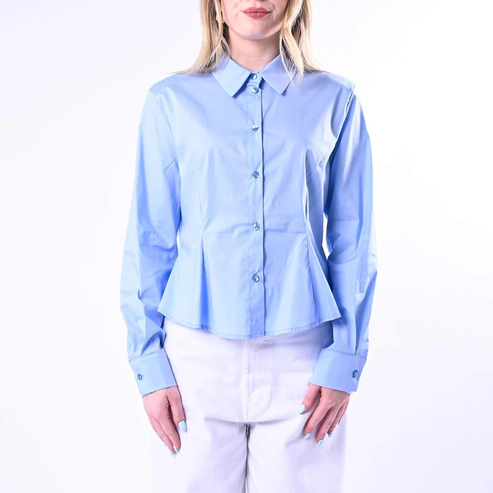TENSIONE IN - CAMICIA POPELINE CON SPALLINE ART.S26C4503/C - CELESTE - Image 2