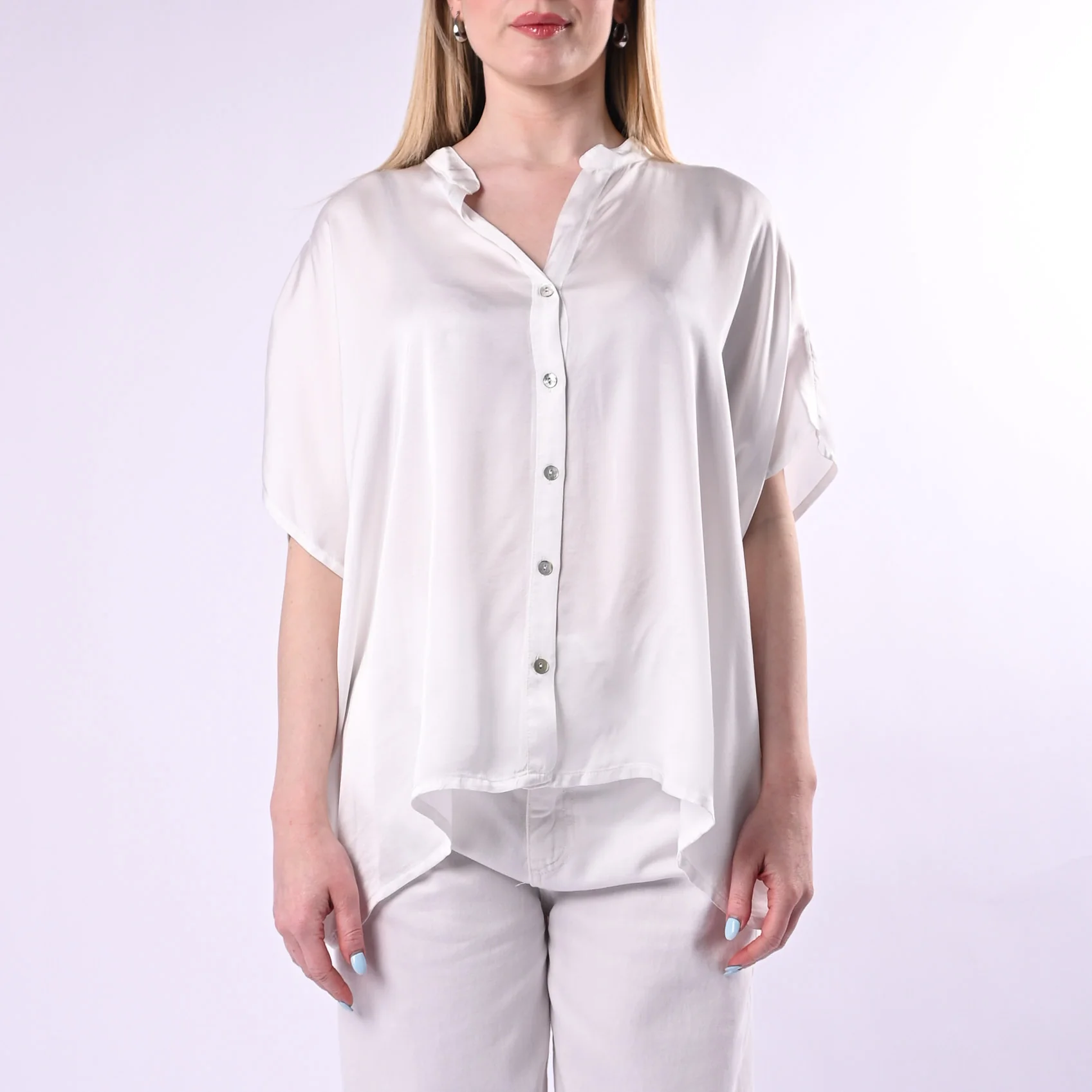 TENSIONE IN - CAMICIA VISCOSA SPALLA SCESA ART. F5039C/L - LATTE - Image 2