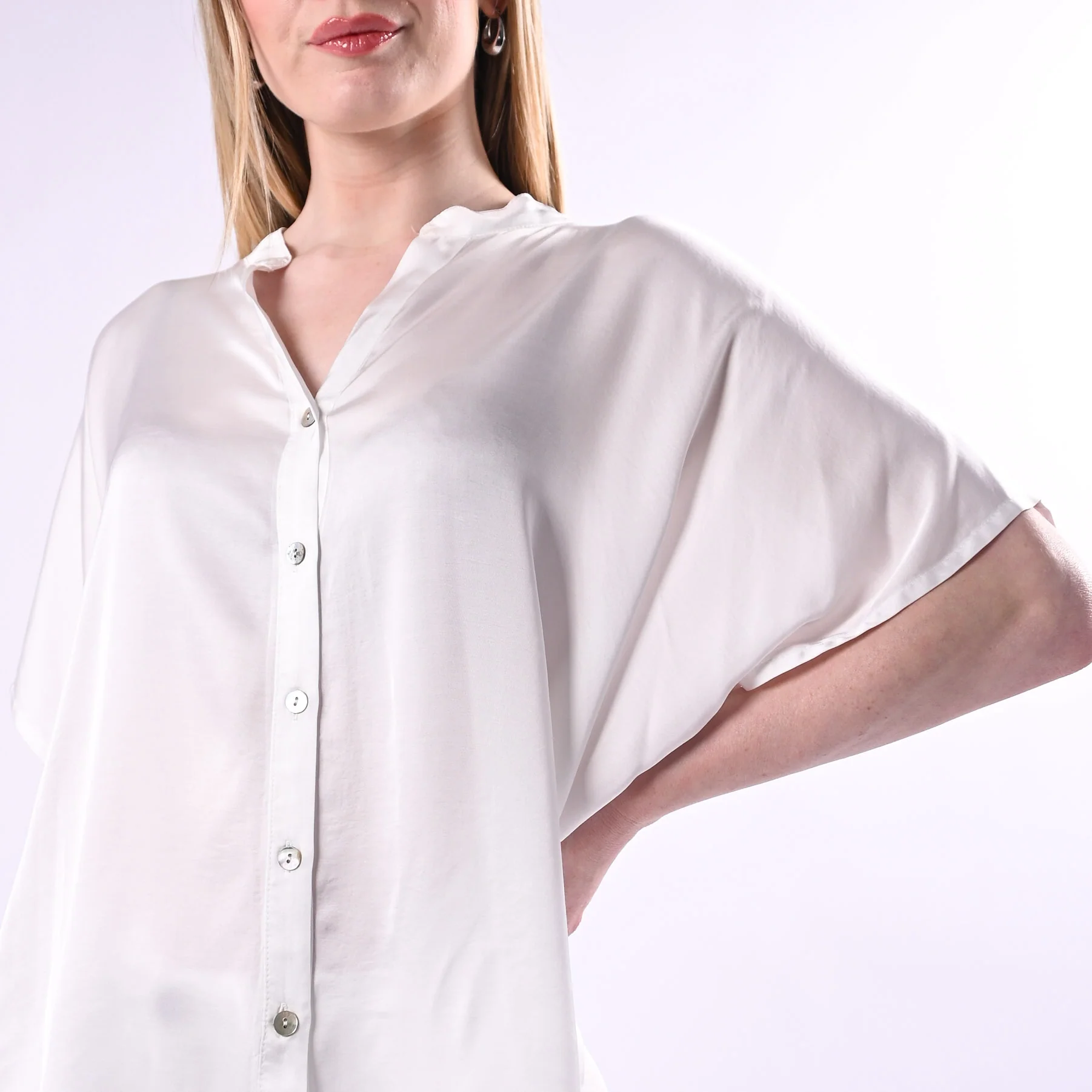 TENSIONE IN - CAMICIA VISCOSA SPALLA SCESA ART. F5039C/L - LATTE - Image 5