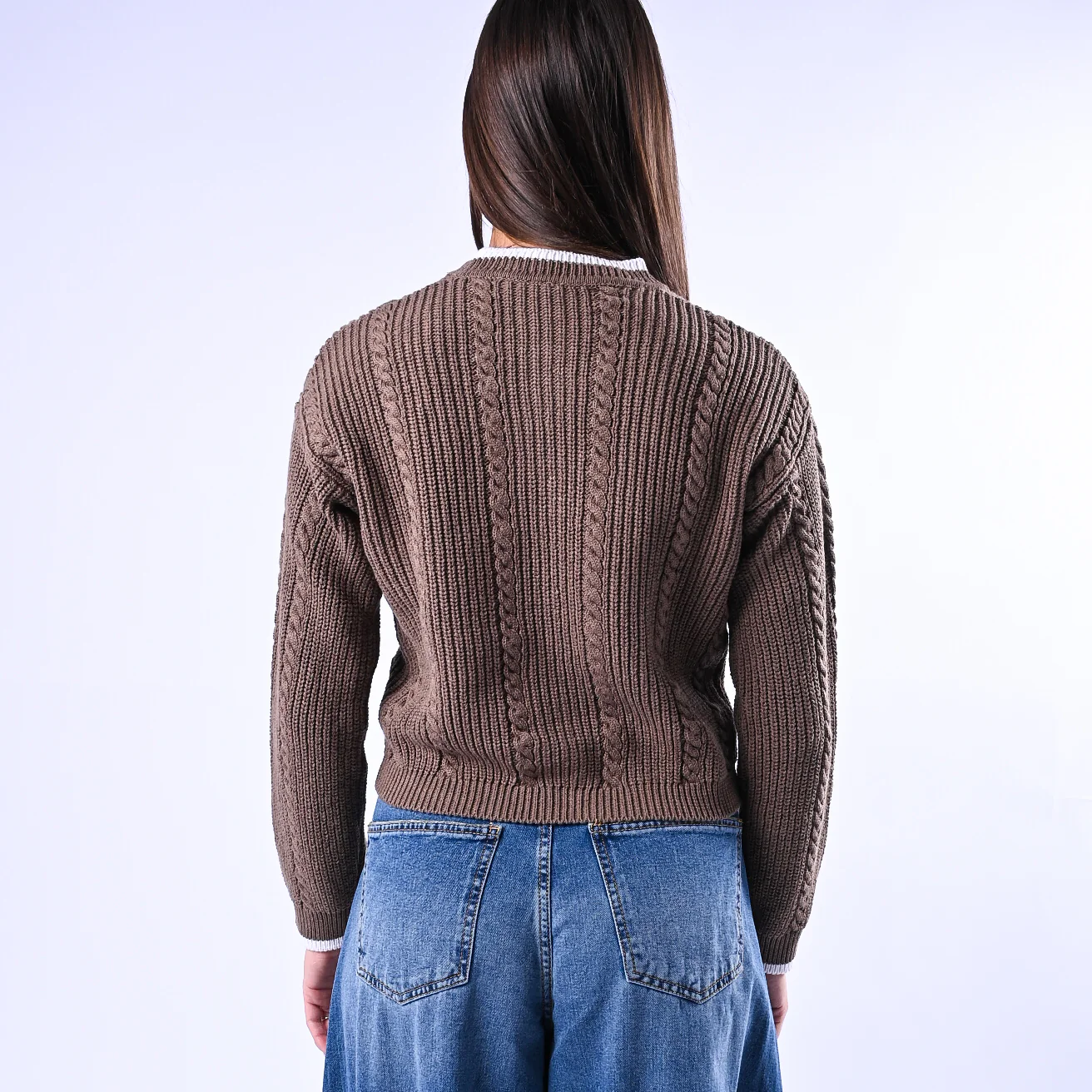 TENSIONE IN - CARDIGAN COREANA A TRECCE ART.MG109 - MORO/PANNA - Image 4