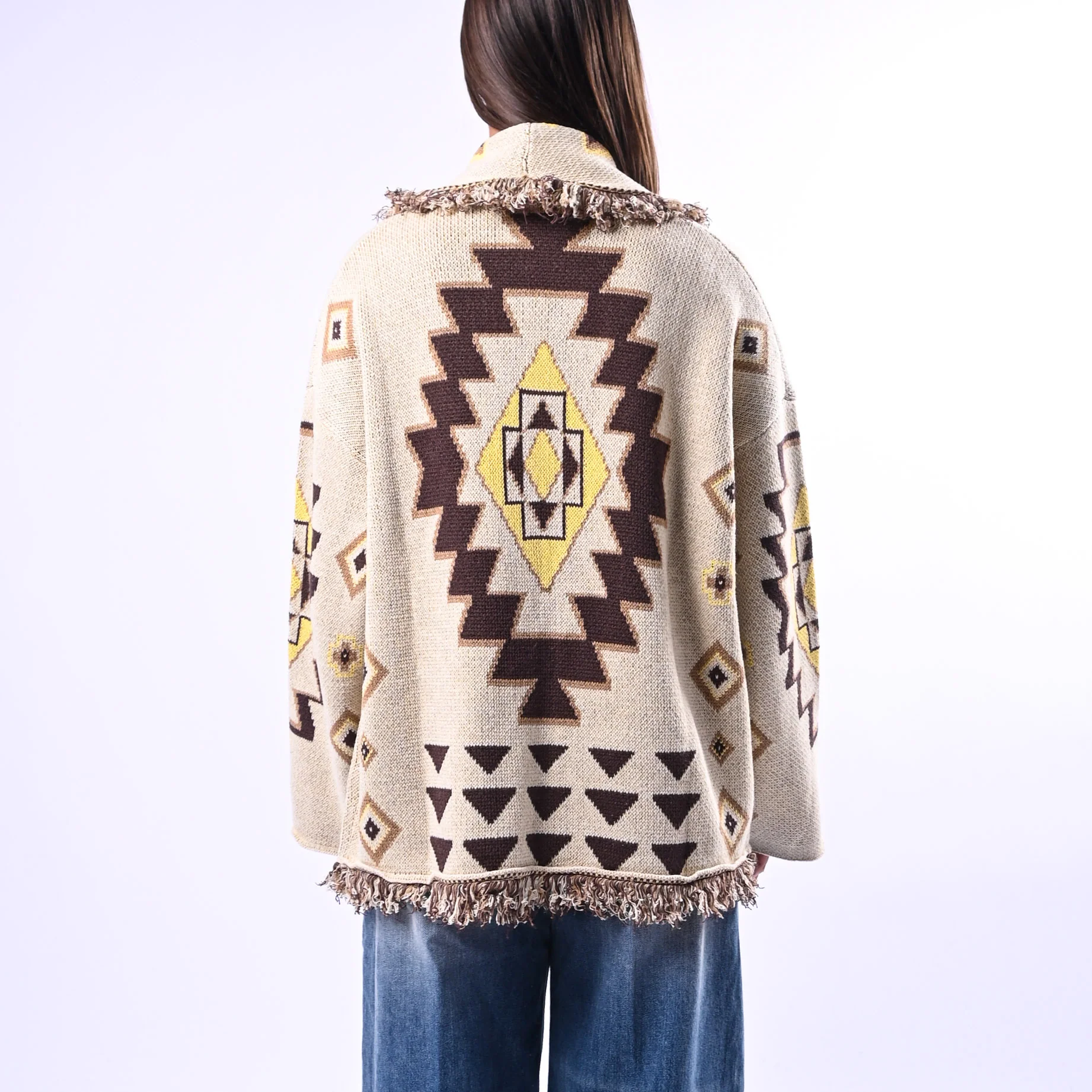 TENSIONE IN - CARDIGAN MICOL ETNICO ART.G22A414 - GIALLO - Image 4