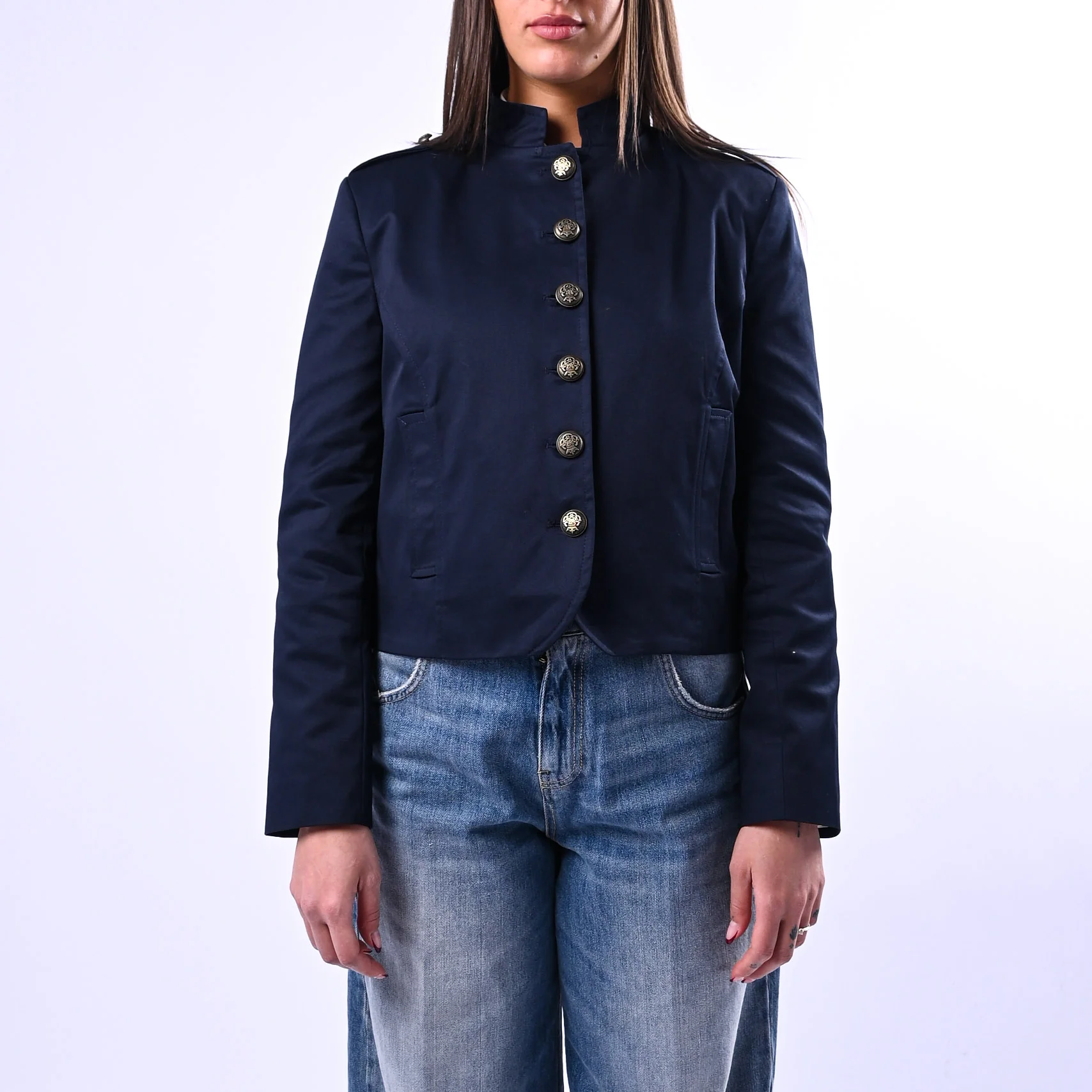 TENSIONE IN - GIACCA COREANA BOTTONI OTTONE ART.26B3797 - BLU - Image 2