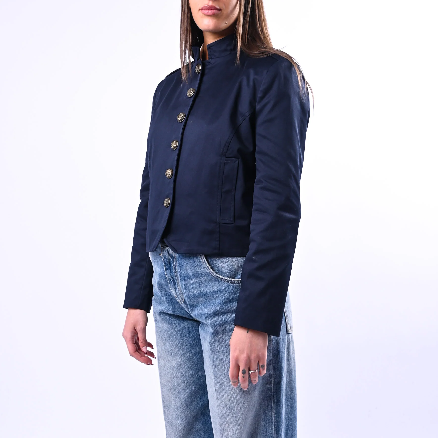 TENSIONE IN - GIACCA COREANA BOTTONI OTTONE ART.26B3797 - BLU - Image 3