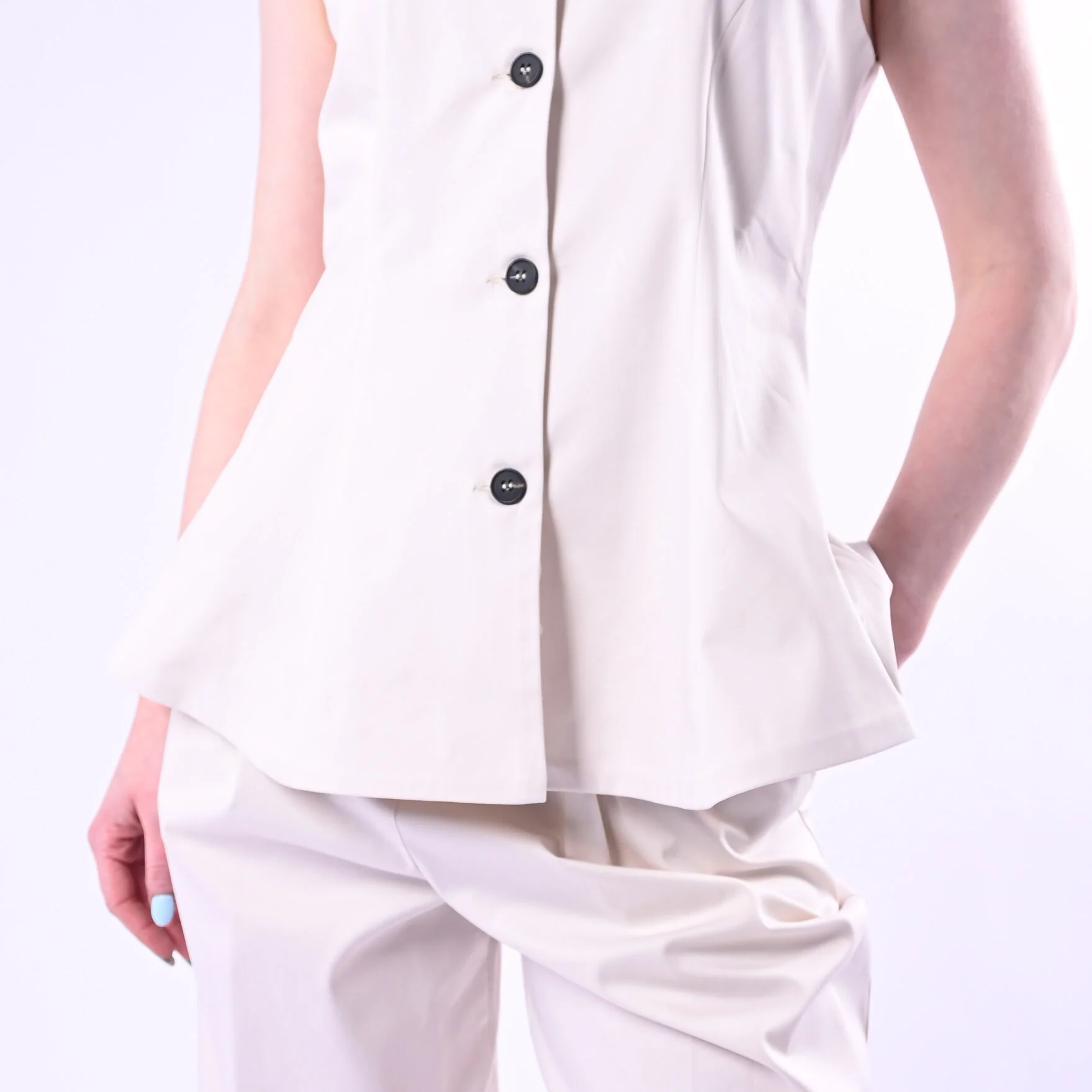 TENSIONE IN - GILET LUNGO SVASATO ART.26D4937/P - PANNA - Image 6
