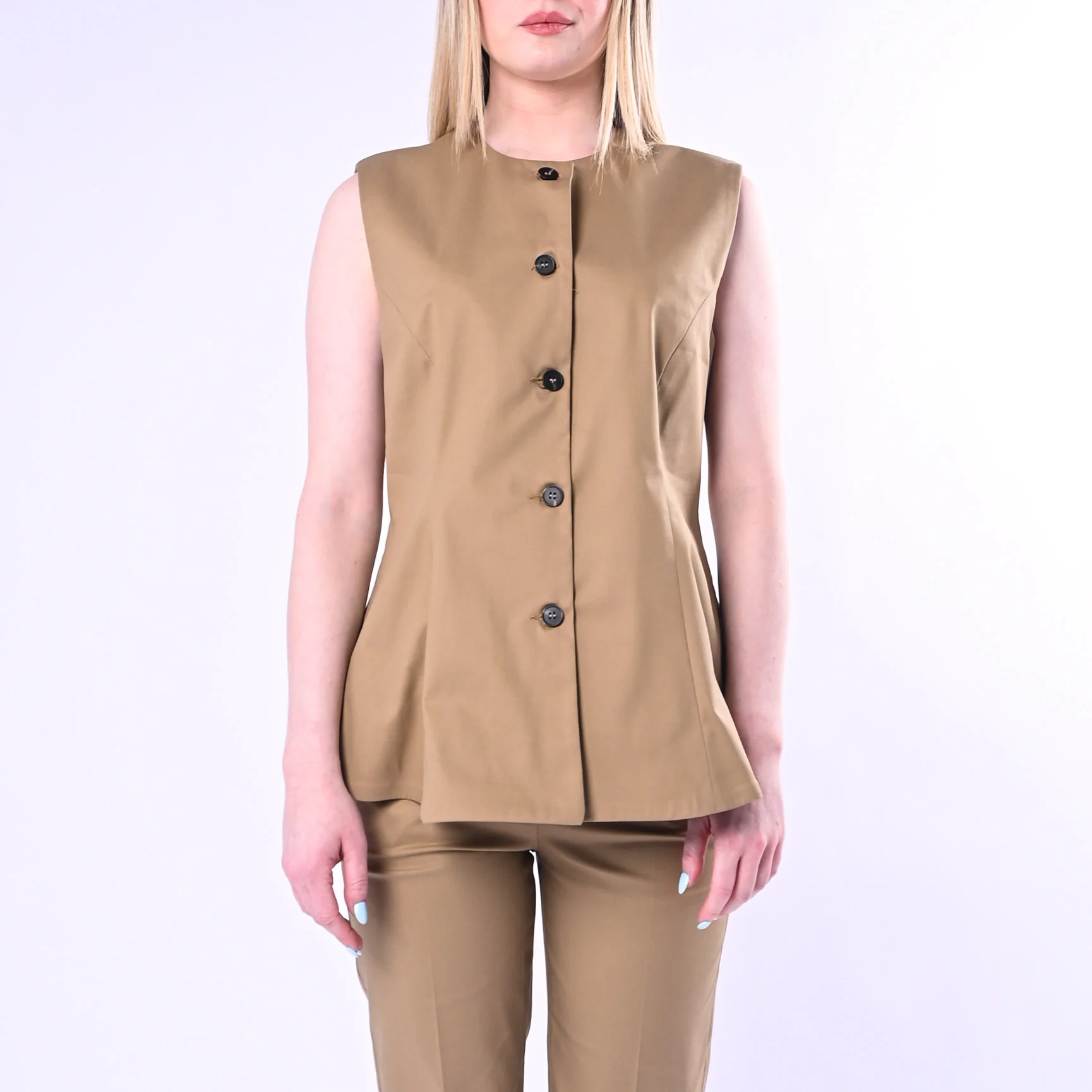 TENSIONE IN - GILET LUNGO SVASATO ART. S26P4941/C - CAMMELLO - Image 3