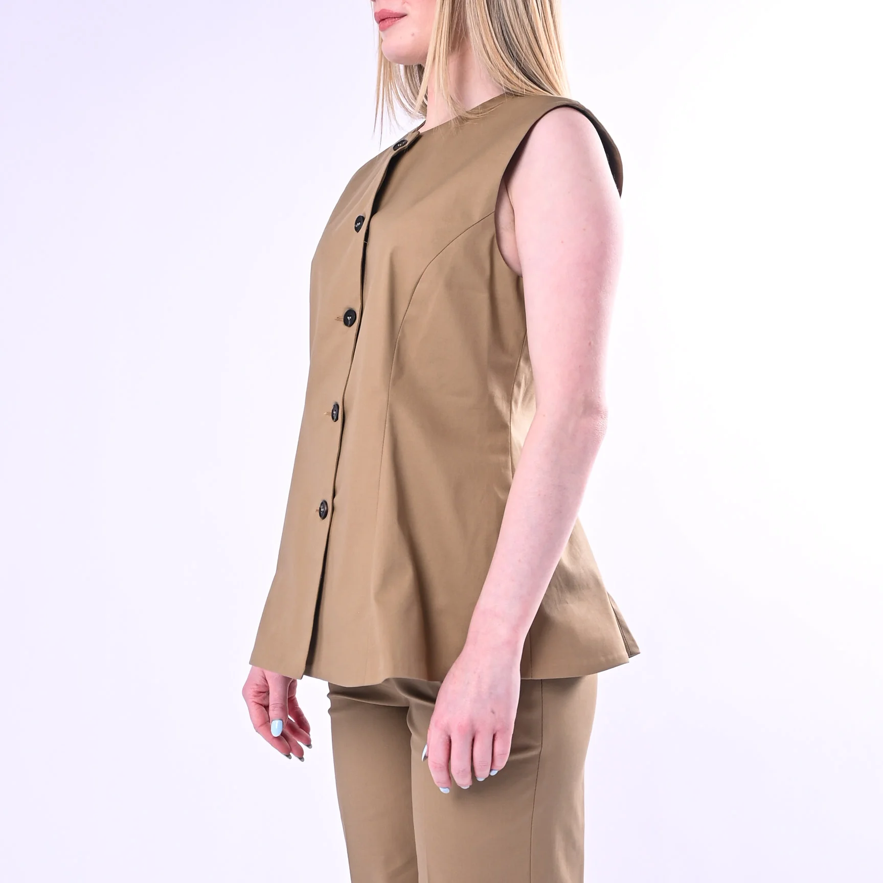 TENSIONE IN - GILET LUNGO SVASATO ART. S26P4941/C - CAMMELLO - Image 4