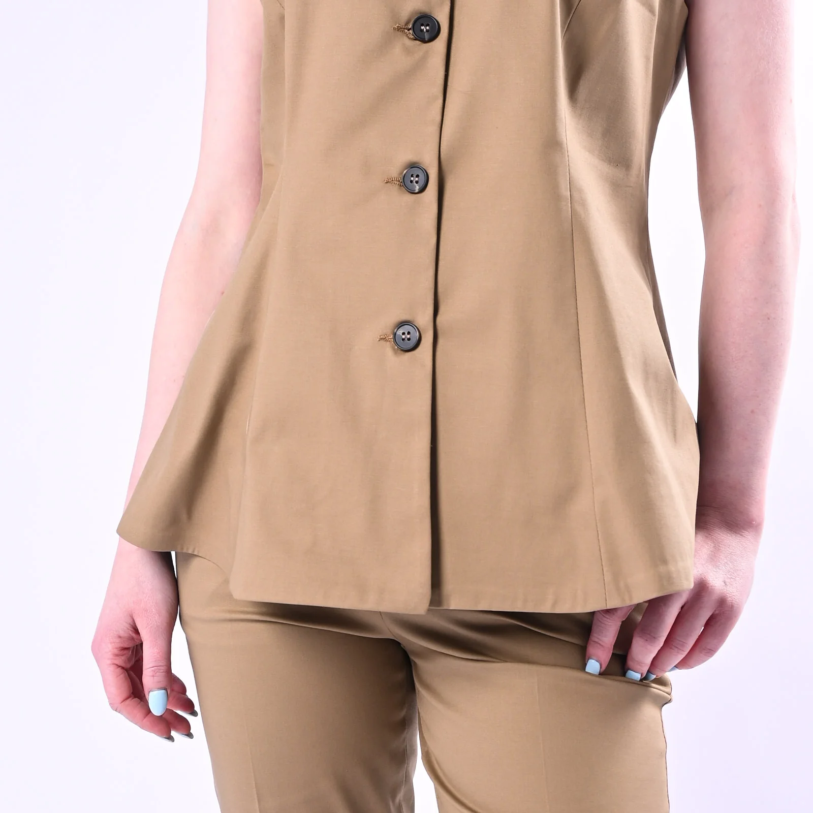 TENSIONE IN - GILET LUNGO SVASATO ART. S26P4941/C - CAMMELLO - Image 6
