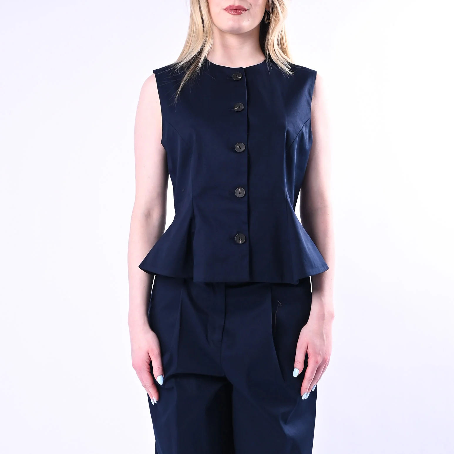 TENSIONE IN - GILET SVASATO IN COTONE ART.26D4508/B - BLU - Image 3