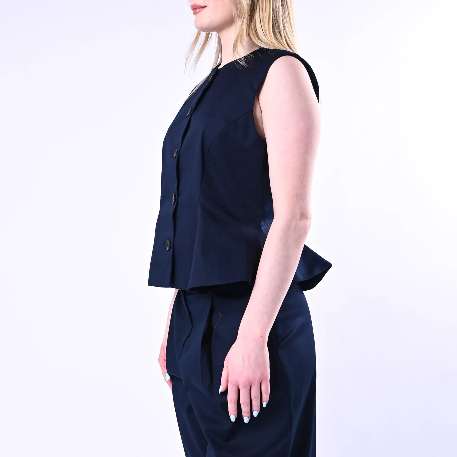 TENSIONE IN - GILET SVASATO IN COTONE ART.26D4508/B - BLU - Image 4