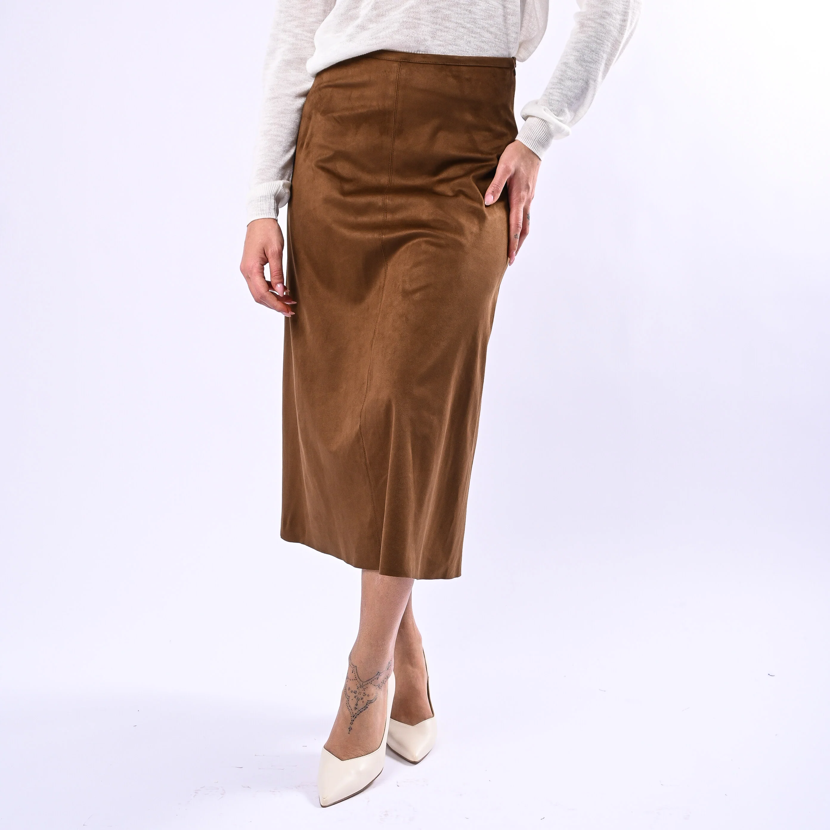 TENSIONE IN - GONNA LONGUETTE EDODAINETTO ART.122154 - COGNAC