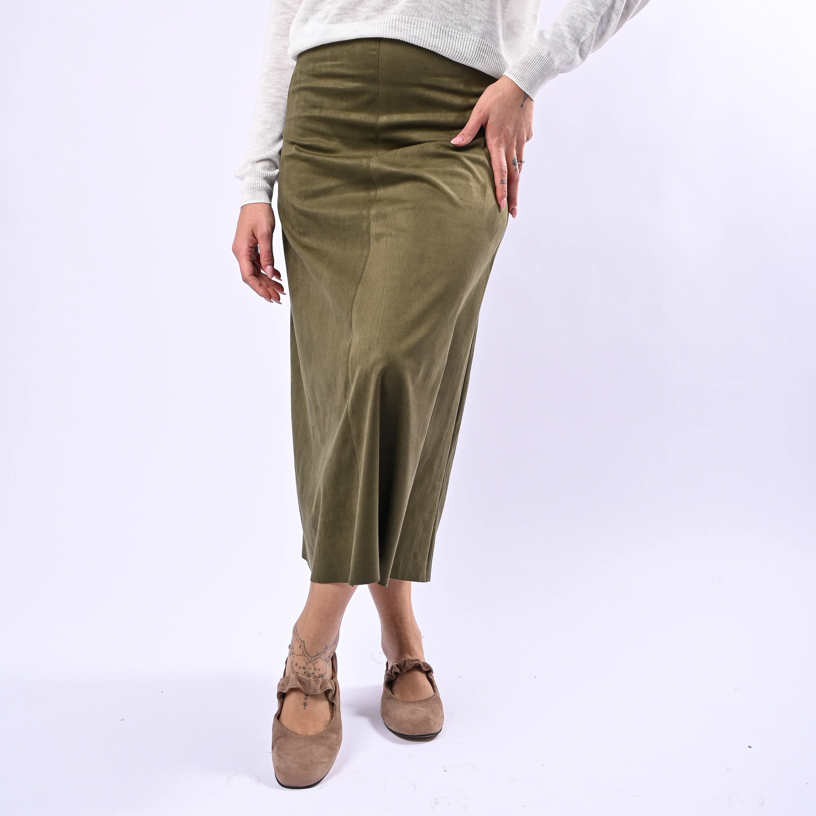 TENSIONE IN - GONNA LONGUETTE EDODAINETTO ART.122154 - MILITARE