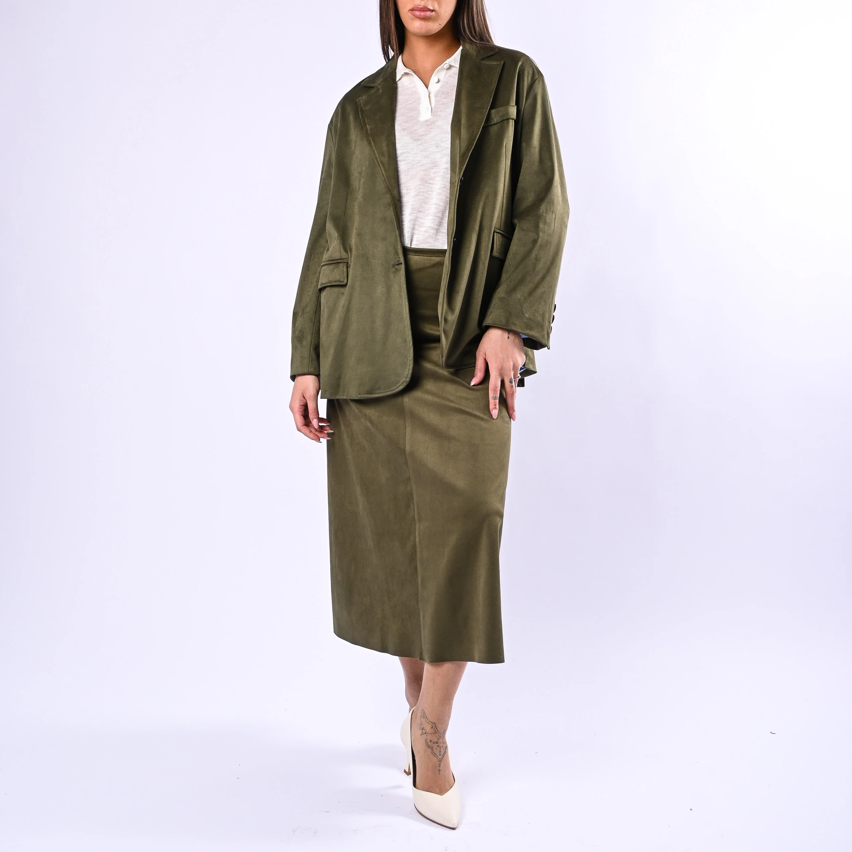 TENSIONE IN - GONNA LONGUETTE EDODAINETTO ART.122154 - MILITARE - Image 7