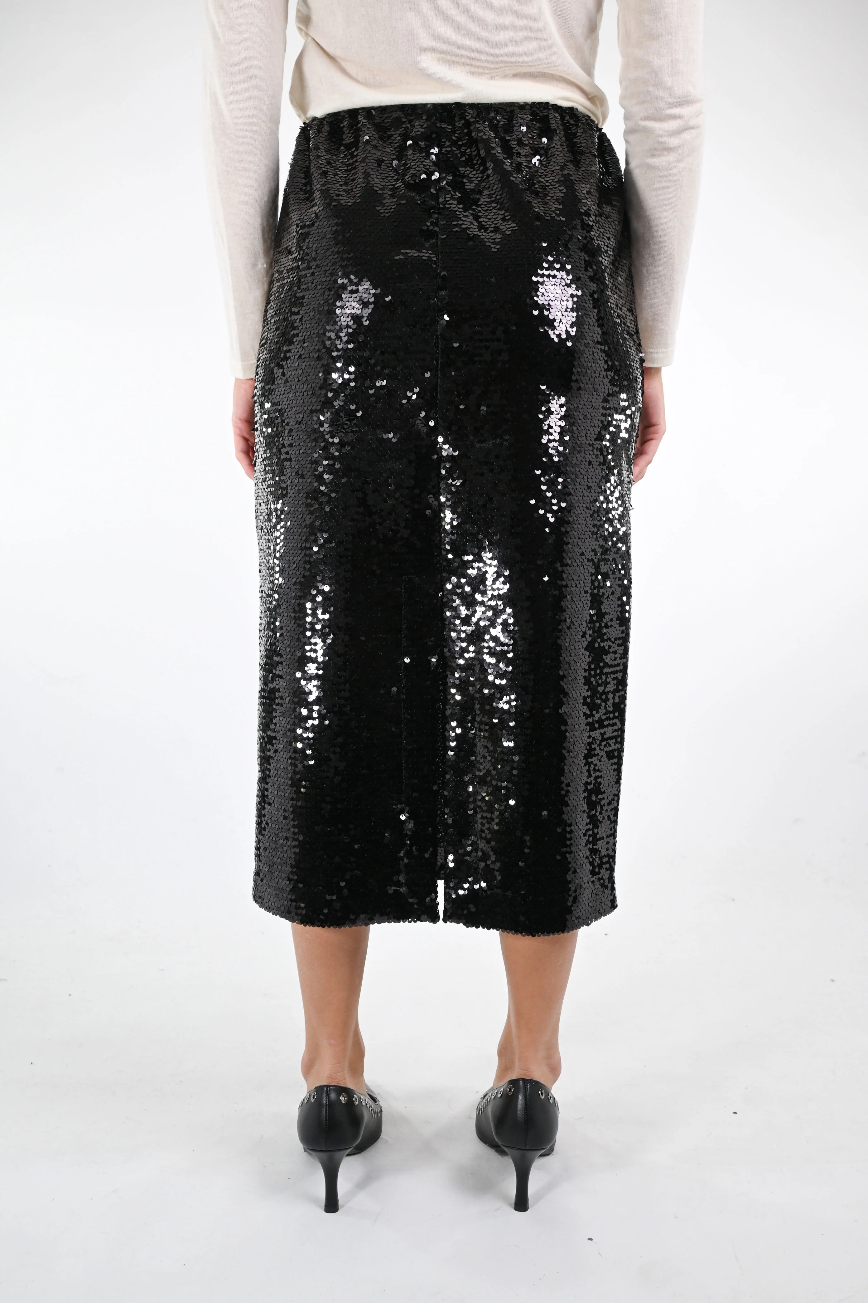 TENSIONE IN - GONNA LONGUETTE PAILLETTES ART.W25GA21 - NERO - Image 4