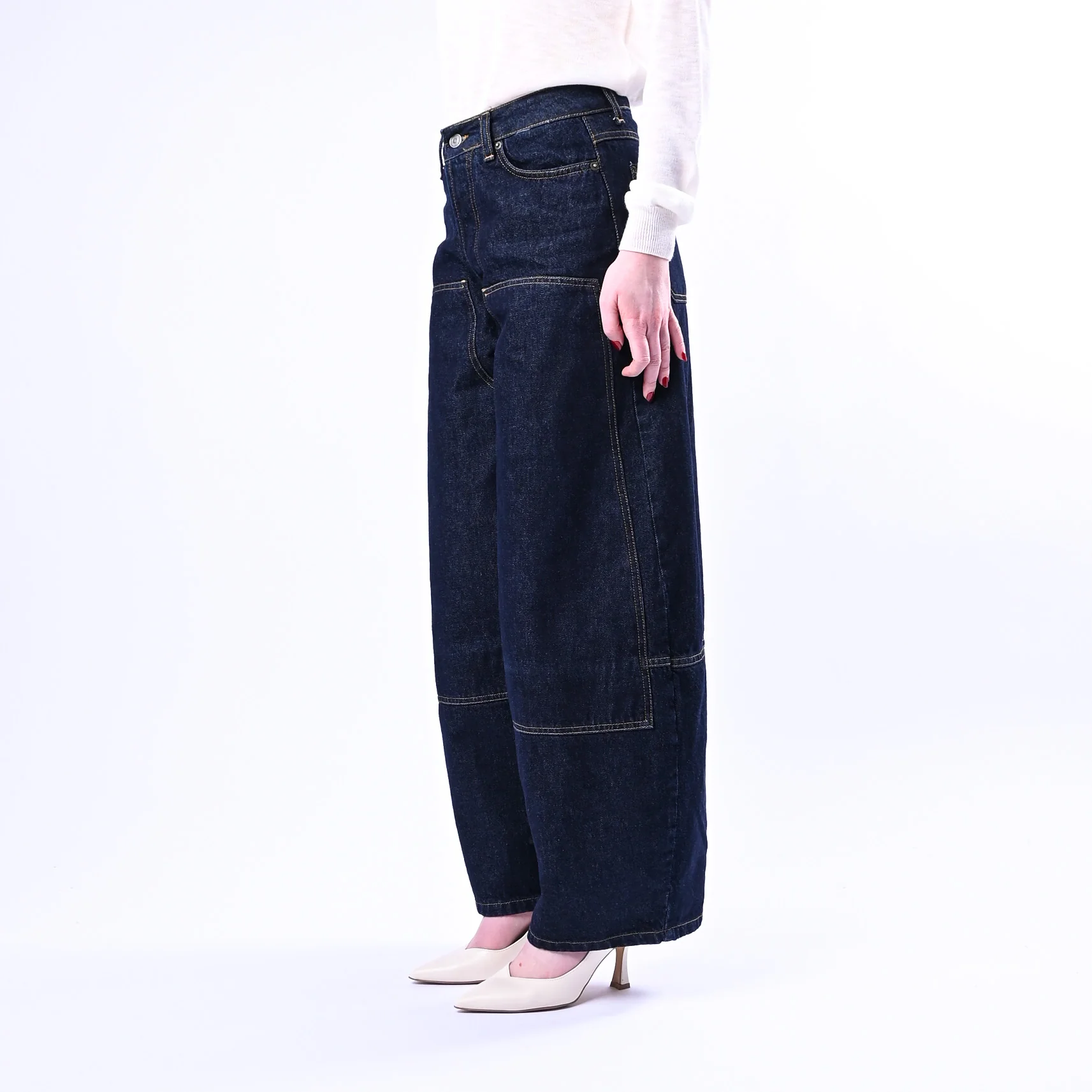 TENSIONE IN - JEANS BARREL WESTERN ART.BALL-BLU - DENIM SCURO - Image 3