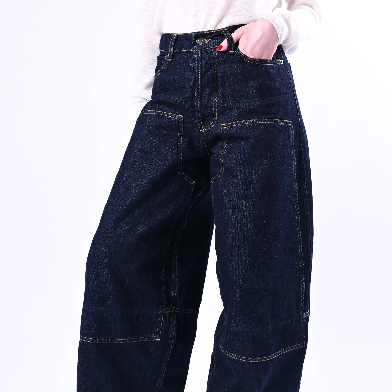 TENSIONE IN - JEANS BARREL WESTERN ART.BALL-BLU - DENIM SCURO - Image 5