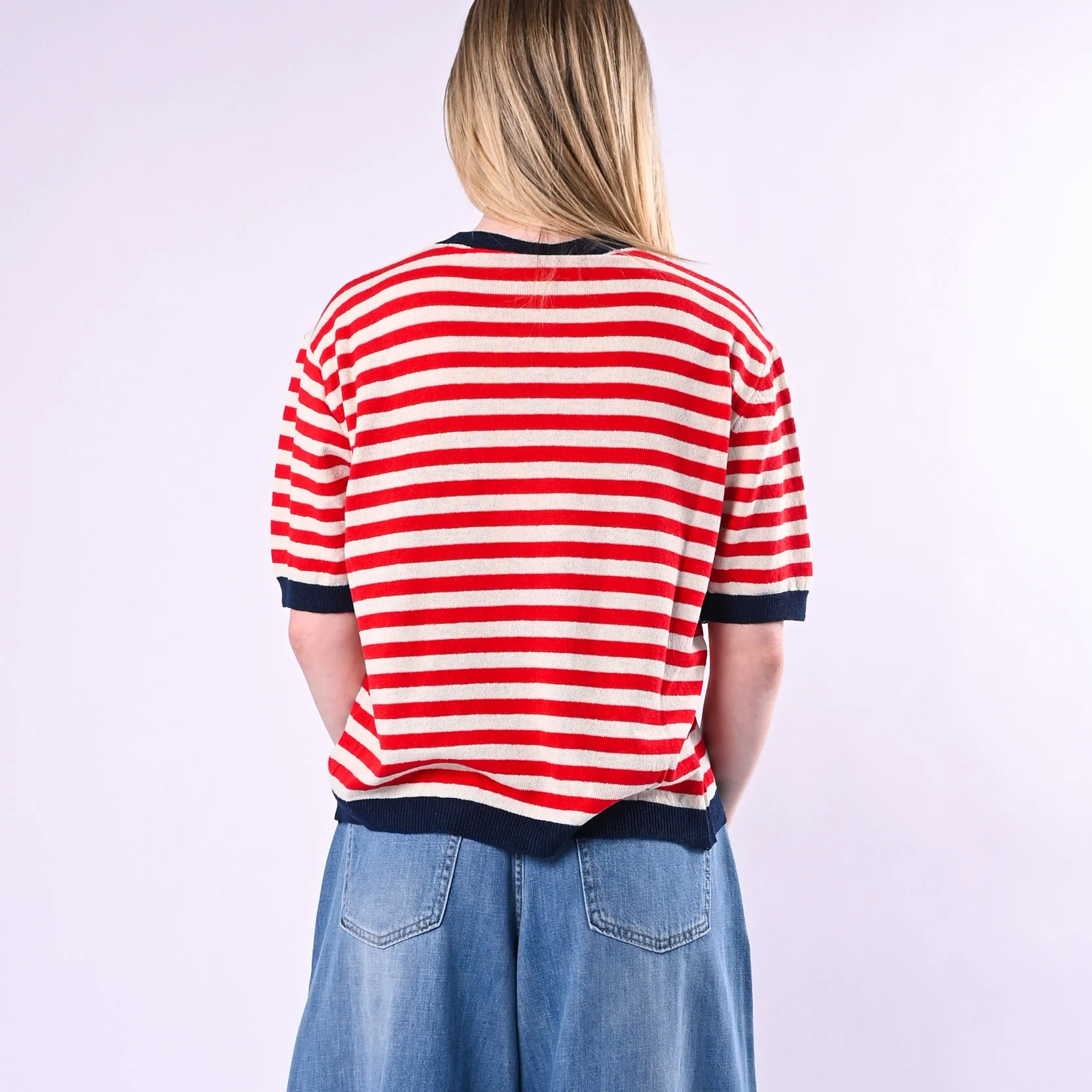 TENSIONE IN - MAGLIA A RIGHE MEZZA MANICA ART. 26295/BLR - BLU/LATTE/ROSSO - Image 4