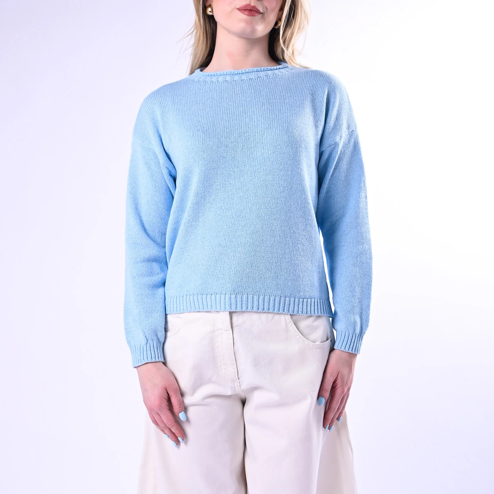 TENSIONE IN - MAGLIA GIROCOLLO ROTOLINO ART.26353/C - CELESTE - Image 2