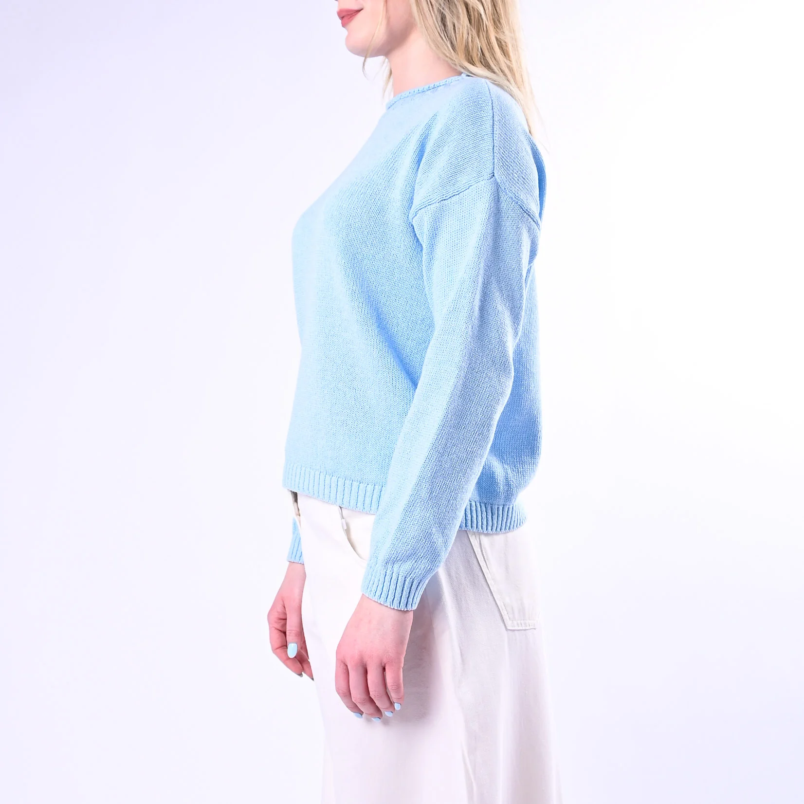 TENSIONE IN - MAGLIA GIROCOLLO ROTOLINO ART.26353/C - CELESTE - Image 3