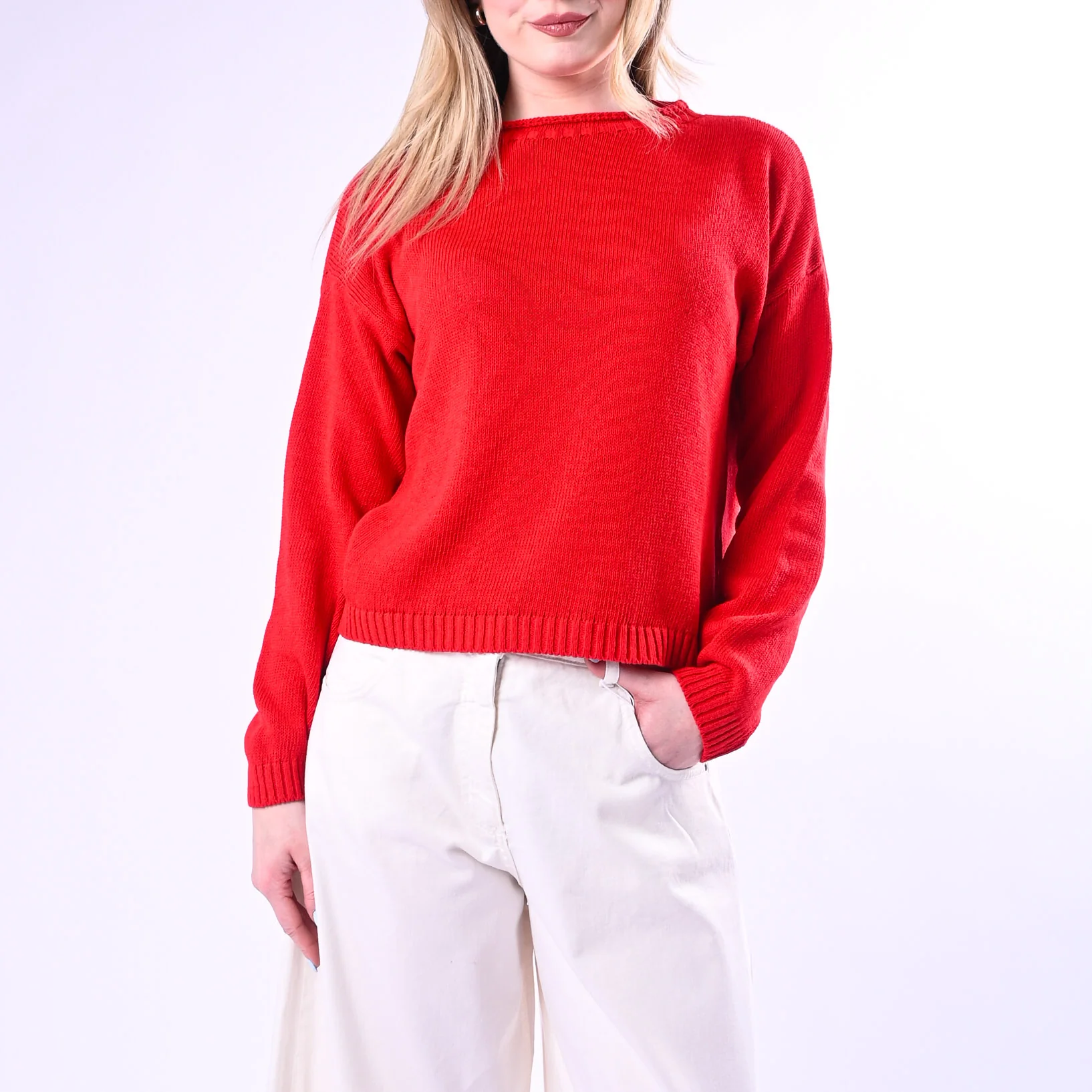 TENSIONE IN - MAGLIA GIROCOLLO ROTOLINO ART.26353/R - ROSSO