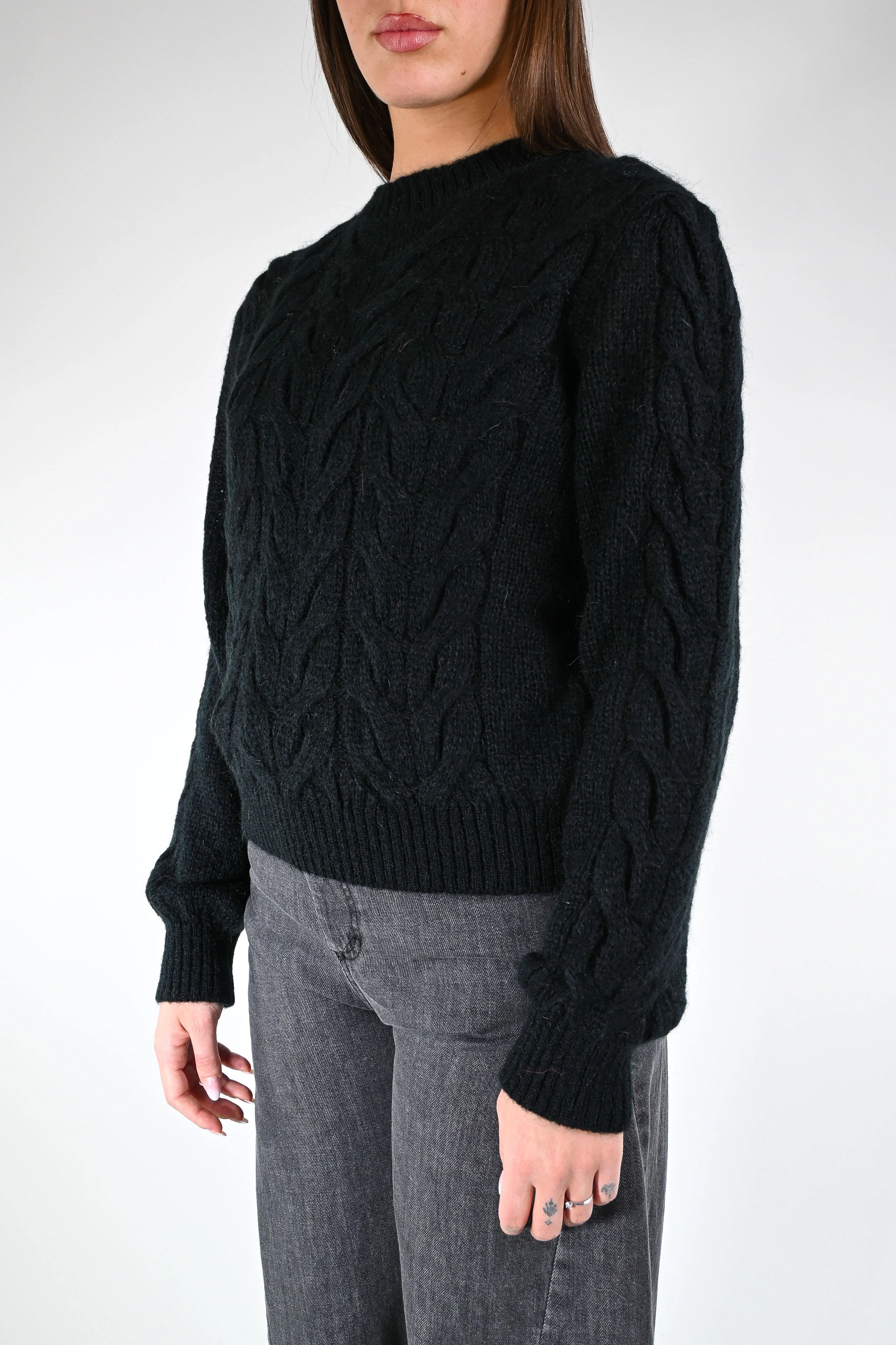 TENSIONE IN - MAGLIA TRECCE MOHAIR ART.J64A401 - NERO - Image 3